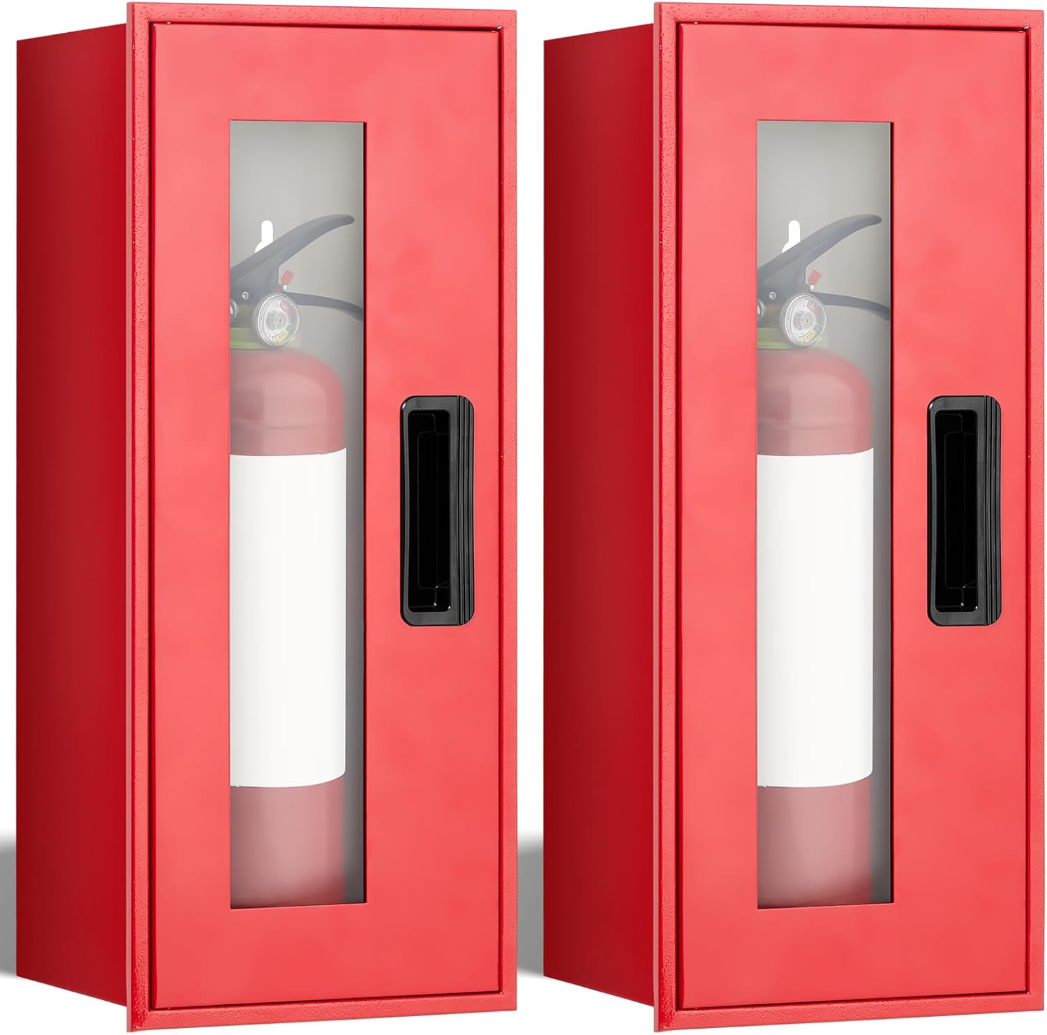 Zonon 1 Pcs 10lb Fire Extinguisher Cabinet Wall & Surface Mount 22.84" H x 9" W x 7" D Red Steel Fire Extinguisher Box Case Holder with Handle for Indoor Outdoor