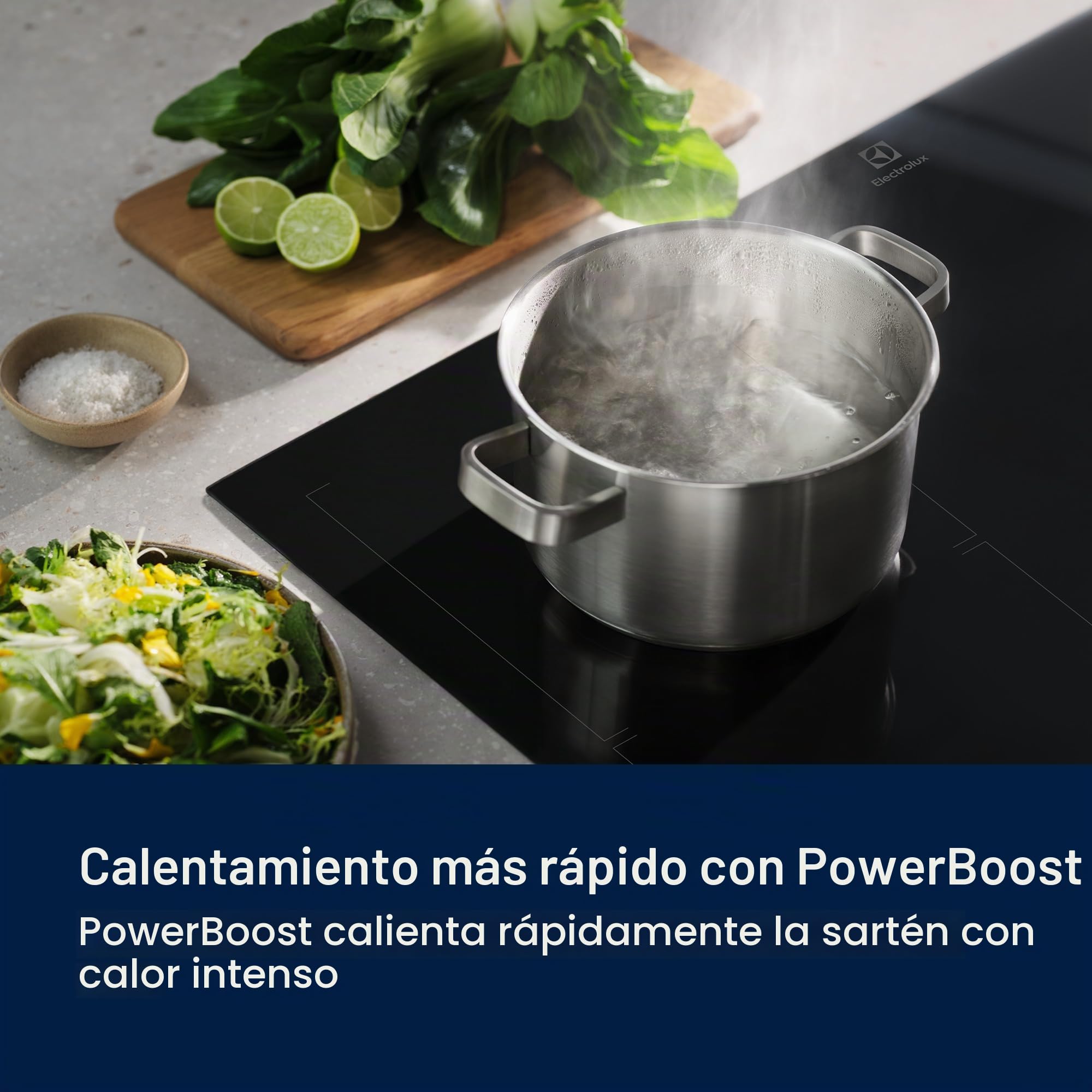 Electrolux Placa de Inducción LIT6340CK, 60 cm, 3 Zonas de Cocción, Sistema Hob2Hood, Función PowerBoost, Controles Deslizantes Independientes, Temporizador Individual, Negro