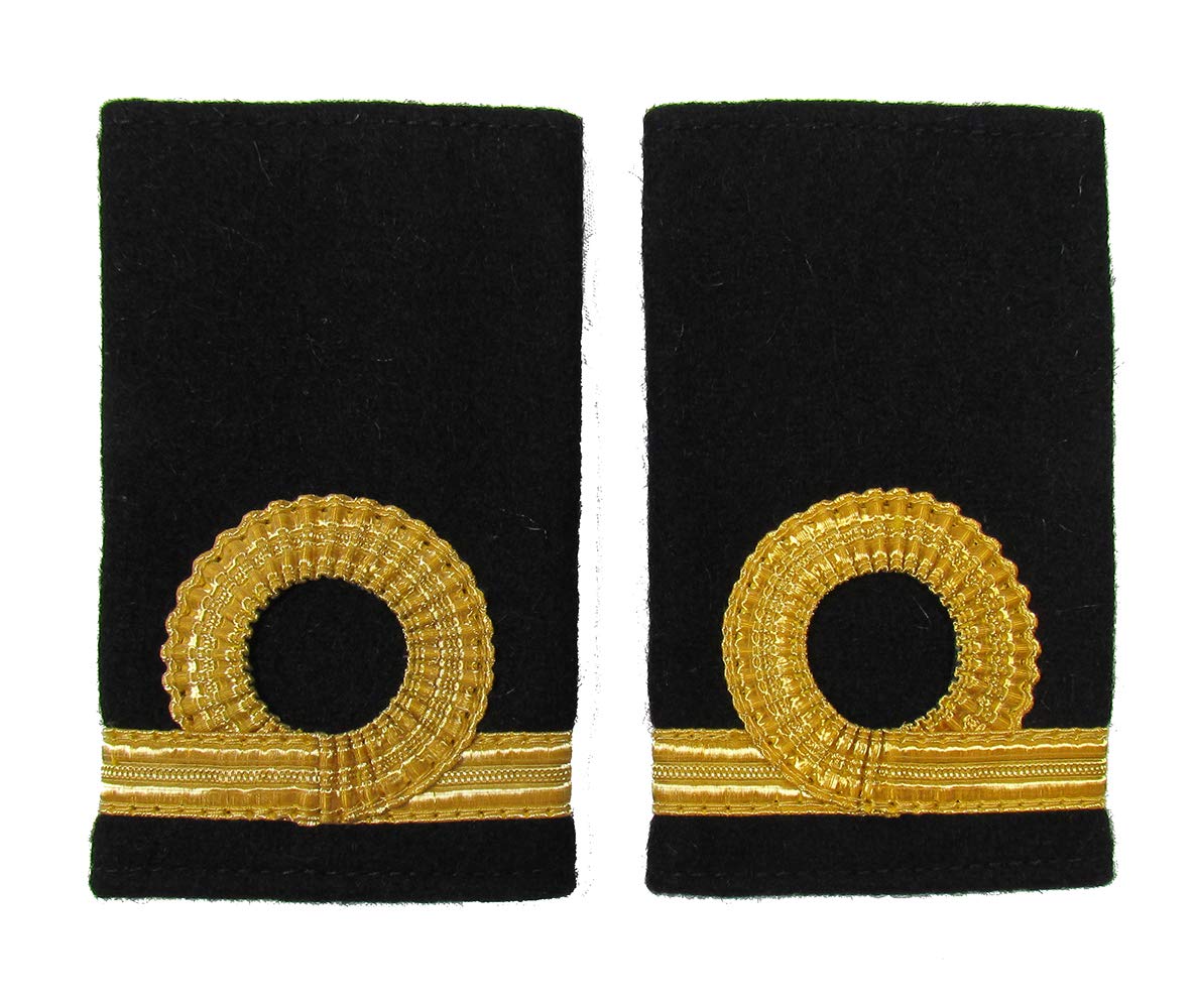 Uniform Store London Men's Gold Epaulette Merchant Navy Third Officer Third Mate Slip On Round Curl