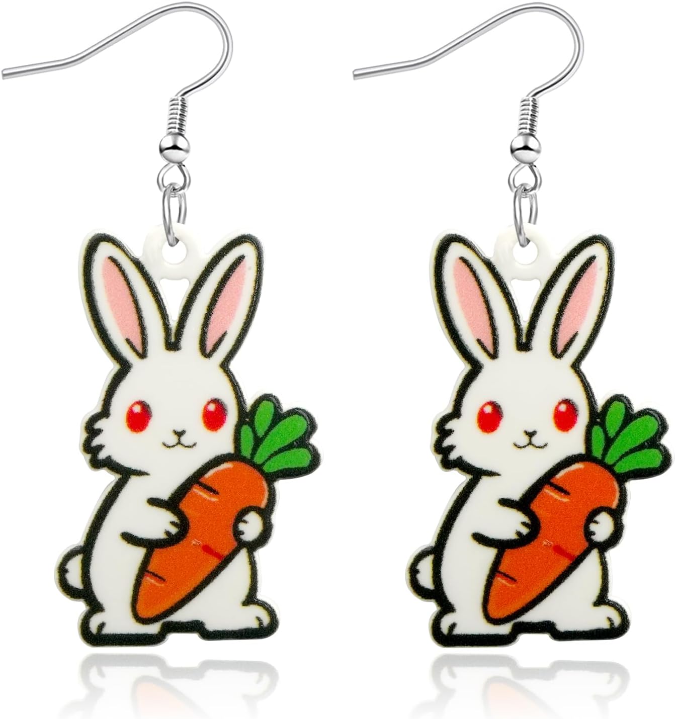 Bunny Easter Earrings for Women, Cute Cartoon Eggs Carrot Rabbit Easter Outfit, Hypoallergenic Lightweight Dangle Earrings, Party Holiday Jewelry Gifts for Her