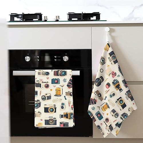 Miniatura 6 de Retro Camera Print Kitchen Towels, Quick Drying Absorbent Dish Towel, Soft Hand Towels for Kitchen Drying with Lanyard for Home Decor