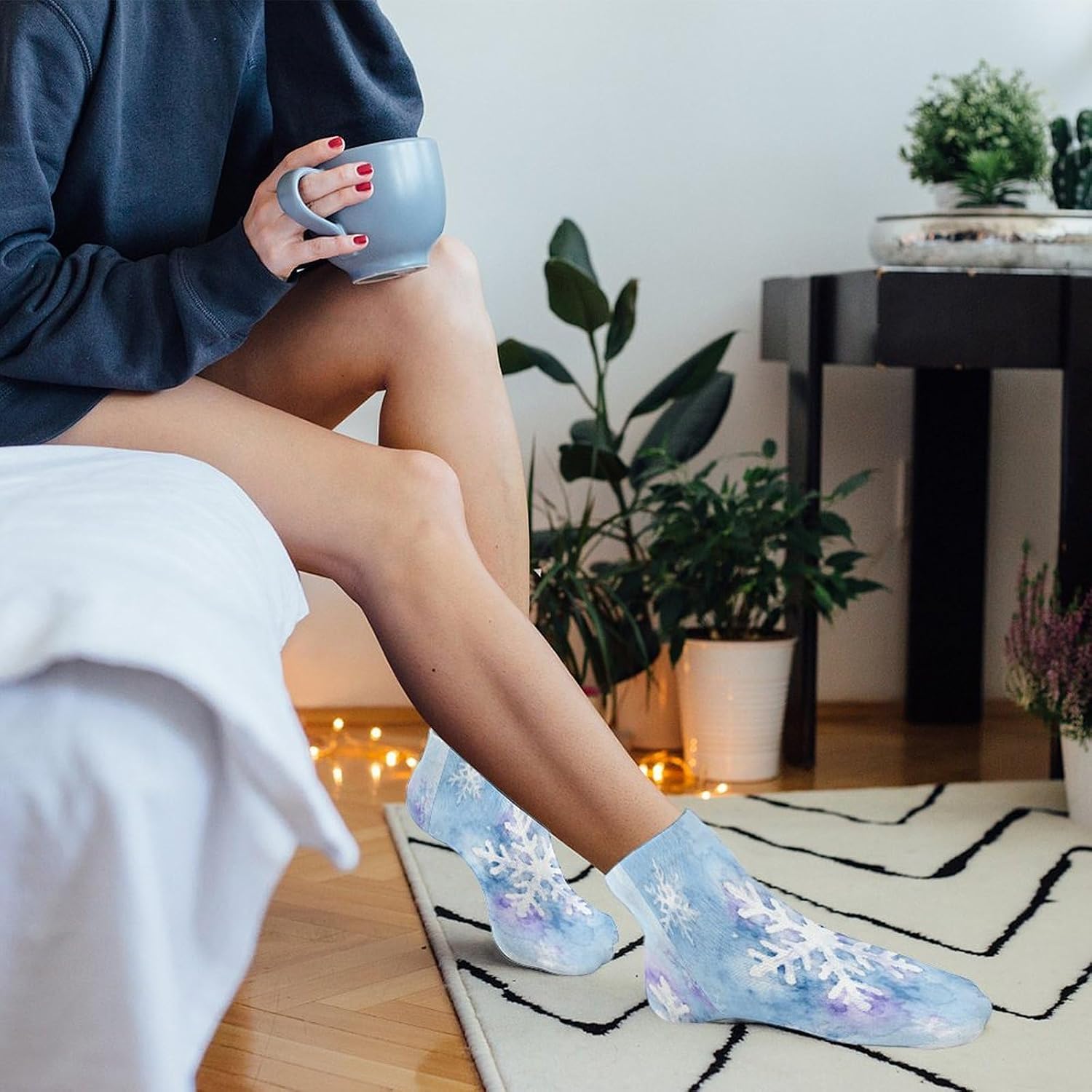 Winter Flakes Crew Sock for Men Women Funny Novelty Socks Athletic Ankle Socks Comfort Soft Low Cut Tab Sock 5 Pairs