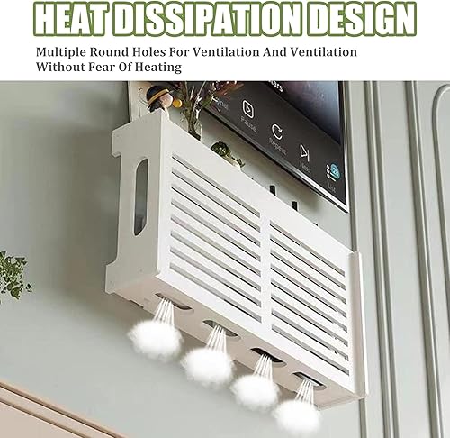 Miniatura 5 de Caja de almacenamiento de enrutador montada en la pared,Estante de TV flotante, Estante de almacenamiento WiFi sin perforación, Estante oculto de