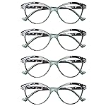 HEEYYOK Women Reading Glasses 4 Pack 0.75 Cateye Readers Glasses Reading Comfort Spring Hinge(4 Pack Color-C3, 0.75, x)