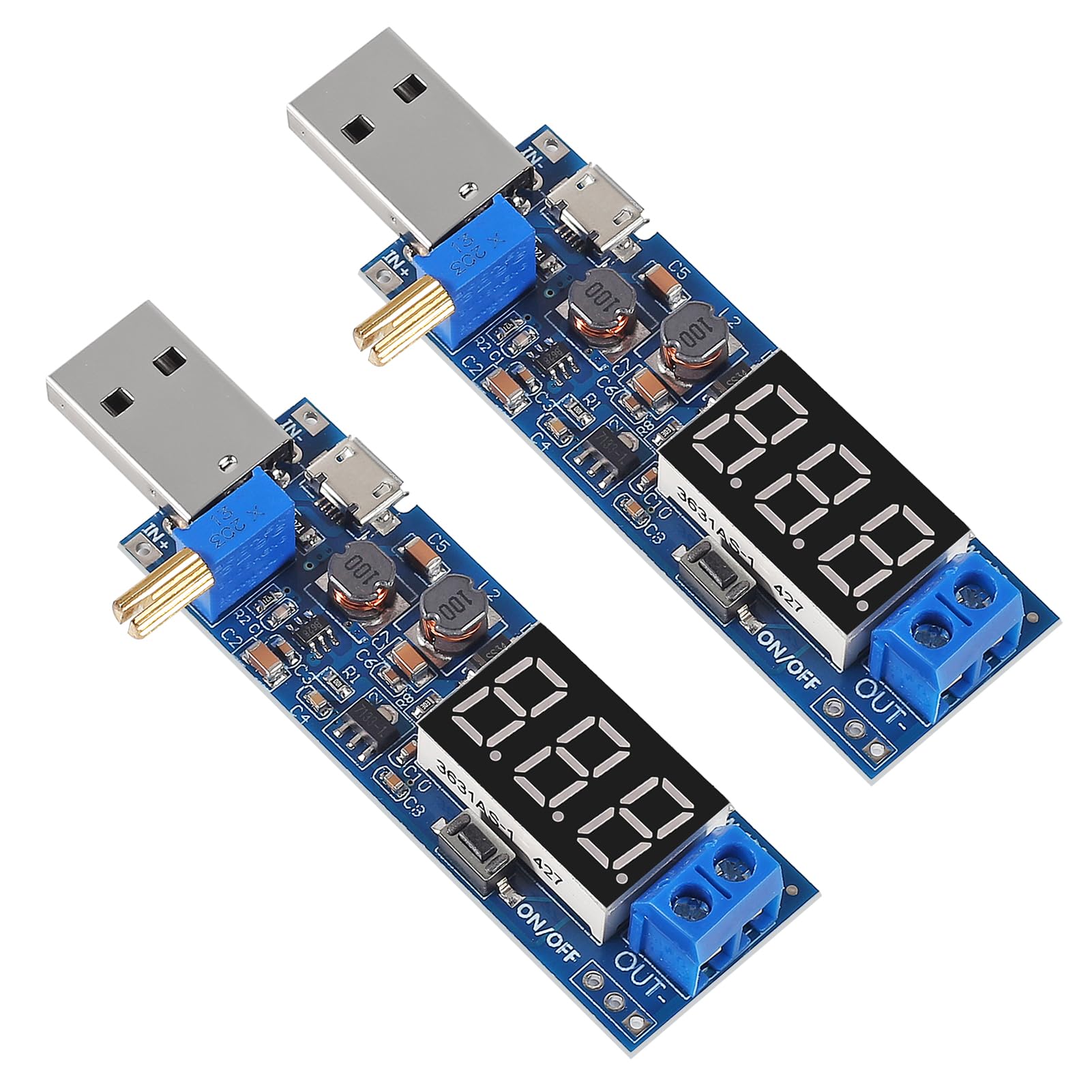 XIITIA 2pcs USB Buck Boost Converter 3.5V-12V to 1.2V-24V DC-DC Adjustable Step Up Step Down Power Supply Module Voltage Regulator 5V to 3.3V 9V 12V