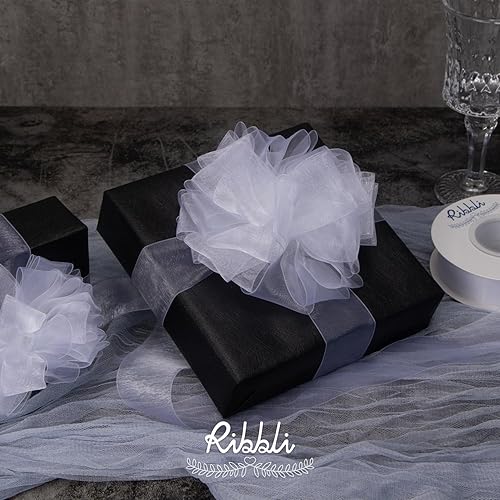 Miniatura 5 de Ribbli Cinta de organza blanca, 12 pulgada x 50 yardas, cinta blanca transparente para envolver regalos, envoltura de galletas, decoración de boda,
