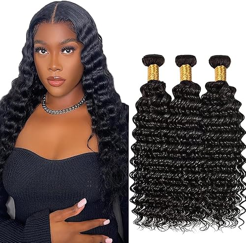 Loose Deep Wave Bundles Human Hair Natural Black Color 22 24 26 Inch Brazilian U