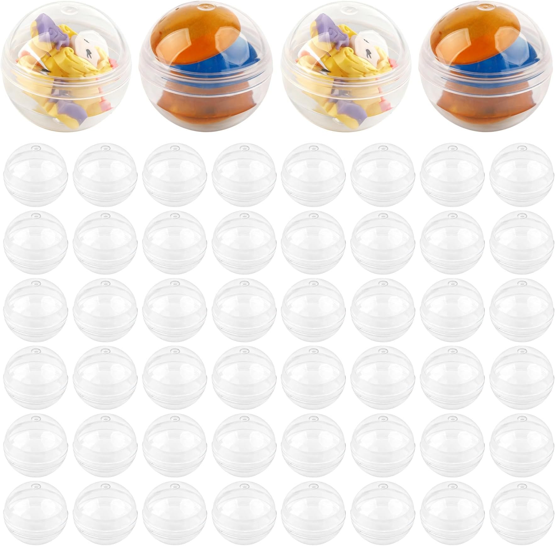 AUEAR, 50 Pack Translucent Small Round Capsules 1.1 Inch Vending Machine Capsules Empty Plastic Gumball Machine Containers for Party Favor Prize