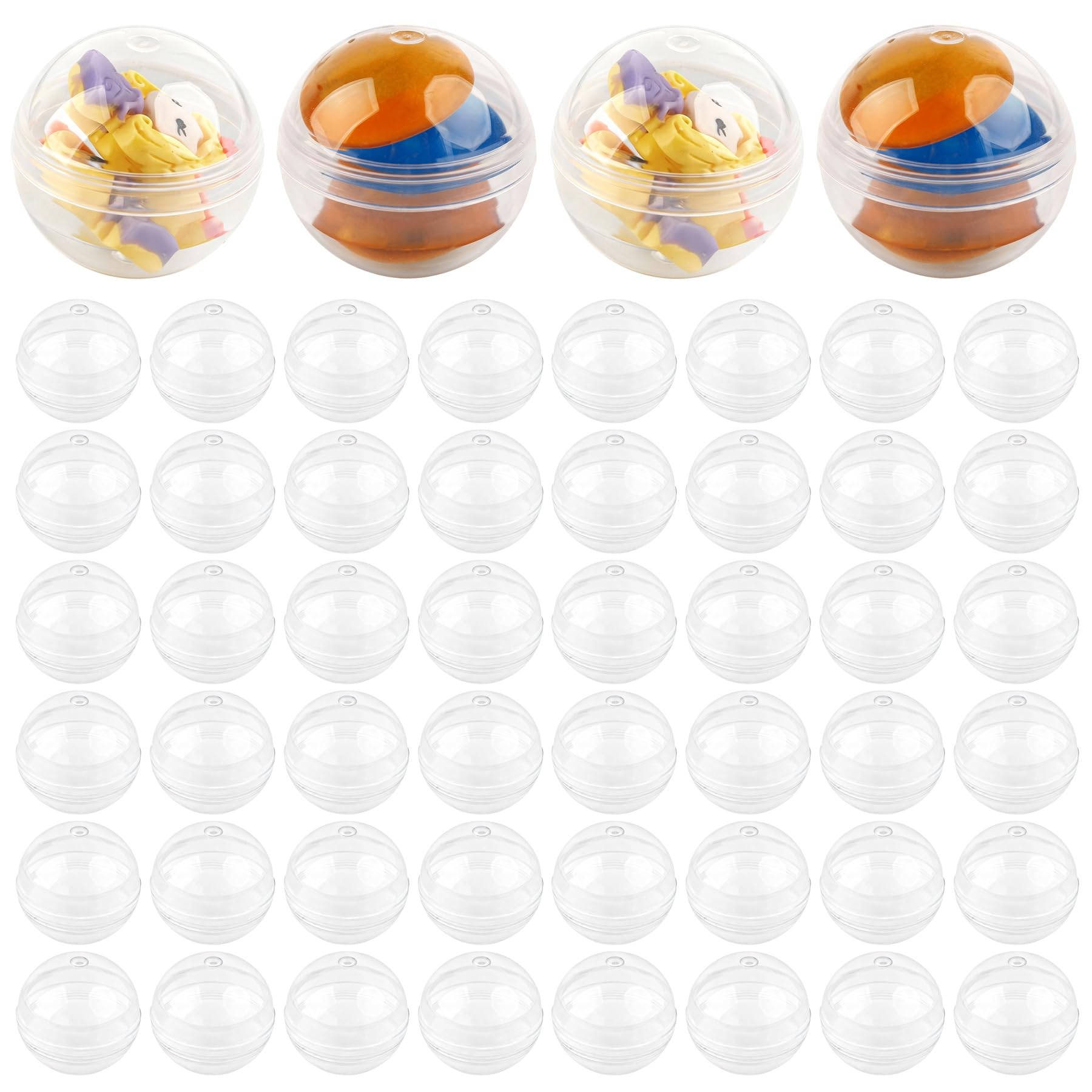 AUEAR, 50 Pack Translucent Small Round Capsules 1.1 Inch Vending Machine Empty Plastic Gumball Containers for Party Favor Prize
