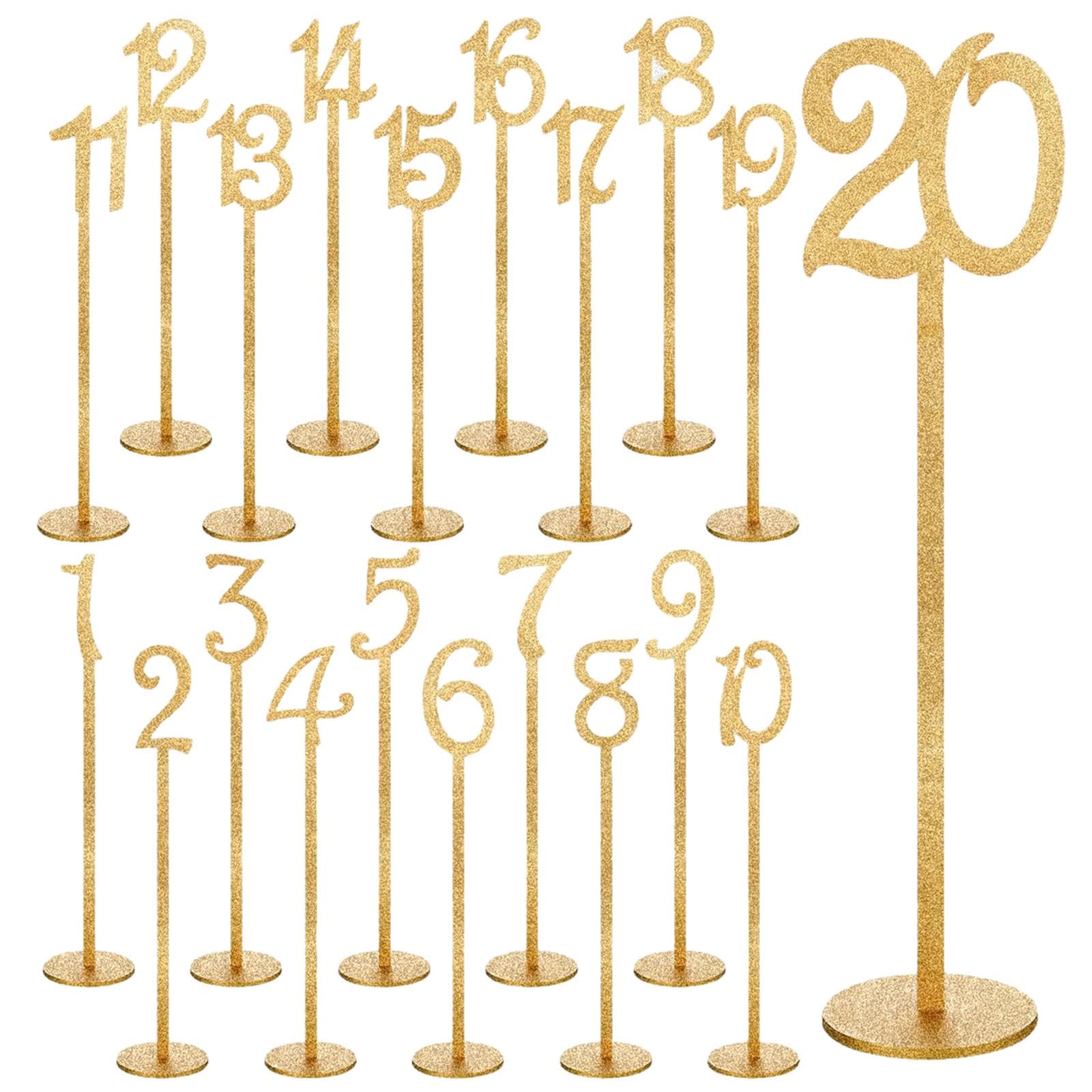 10 Tischkarten Aus Holz mit Sockel, Dekorative Beschilderung, Geeignet für Hochzeiten, Partys Und Jubiläen, 20 Stück golden