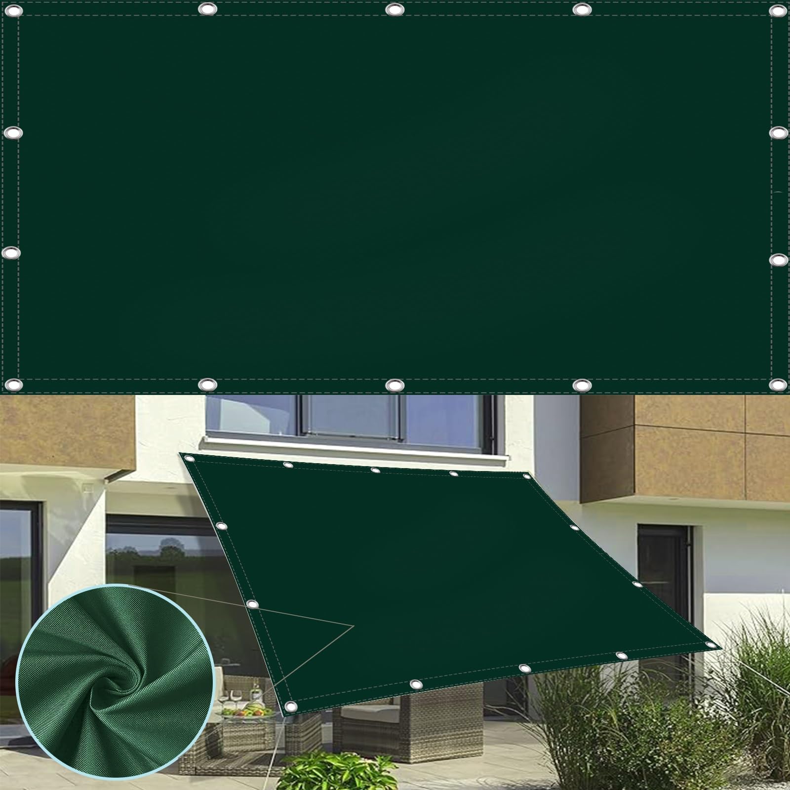 Voile d'ombrage anti-intempéries 2.1x2.9m toile solide contre la chaleur