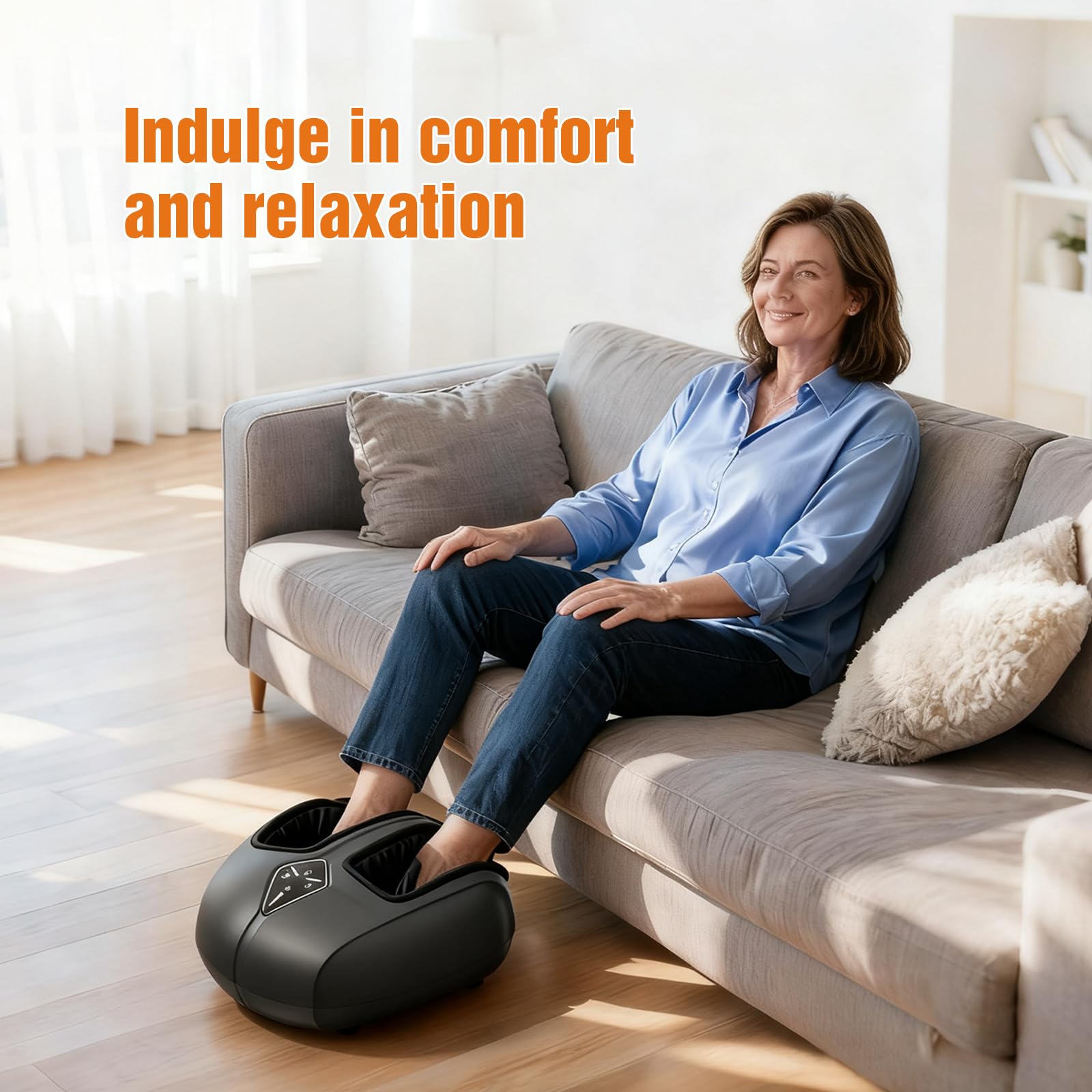Fußmassagegerät für Zuhause, 6D Fußmassagegerät mit Heizfunktion, 5 Intensitäten & 4 Modi, Fernbedienung, Rollende Massage für Plantarfasziitis, fußmassage Geschenk für Familie Mama Frauen, Männer