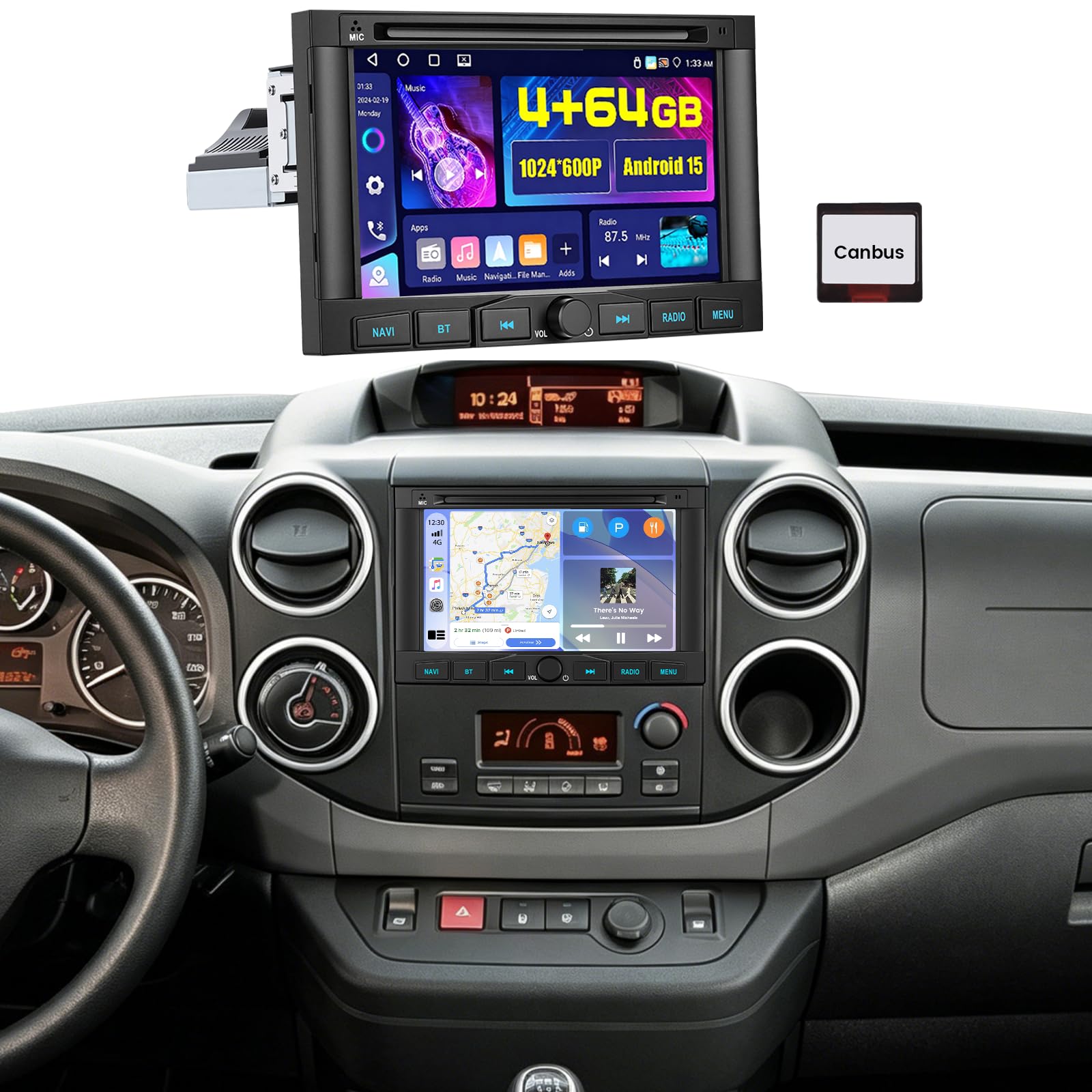 4+64G Autoradio pour Peugeot 3008 5008 Citroen Partner Berlingo 2010-2016