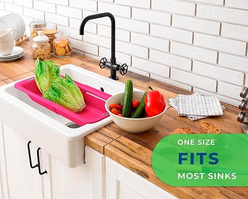 Miniatura 7 de Colador sobre el fregadero de Comfify - Colador elegante y moderno para cocina - Uso con pasta, verduras, granos, arroz y bayas y frutas - Colador,