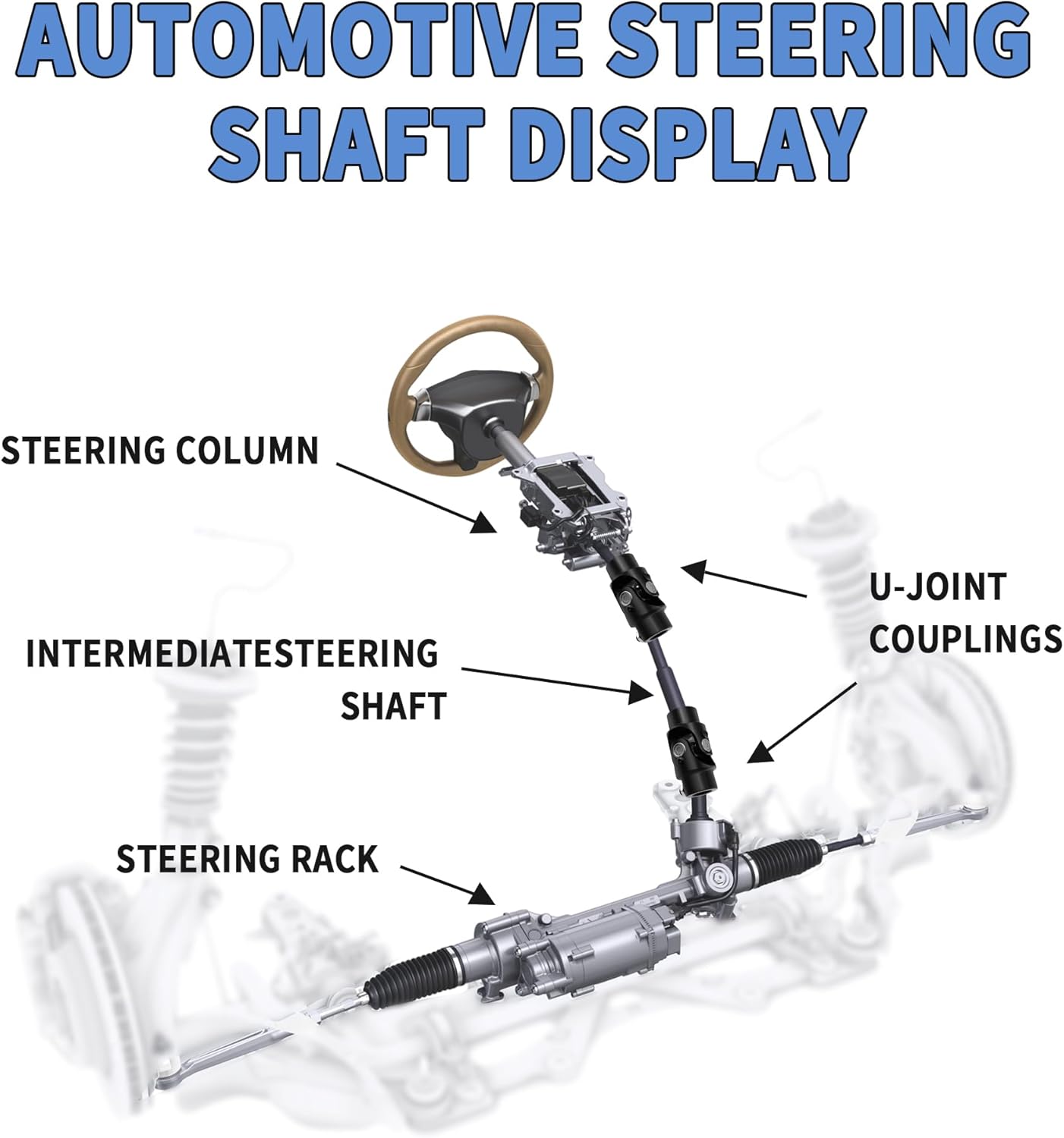 3/4" 20 Spline X 3/4" Round Steering Shaft U Joint Single Black Universal Joint Coupling (3-1/4" Overall Length)