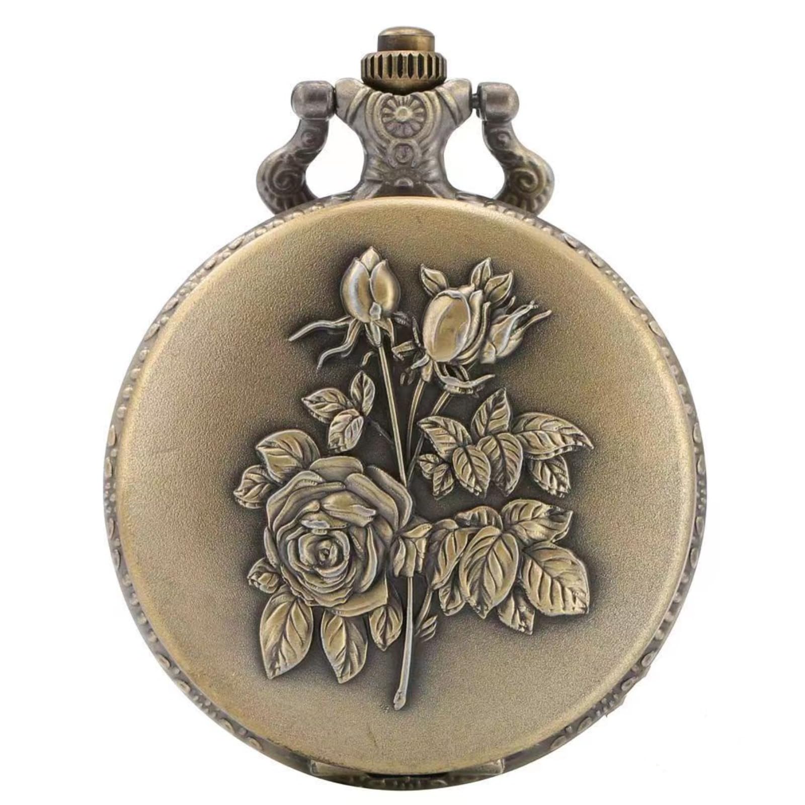 orologio da tasca, Orologio da tasca vintage cavo, orologio grande al quarzo uomo e donna, catena spessa, sottile pendente