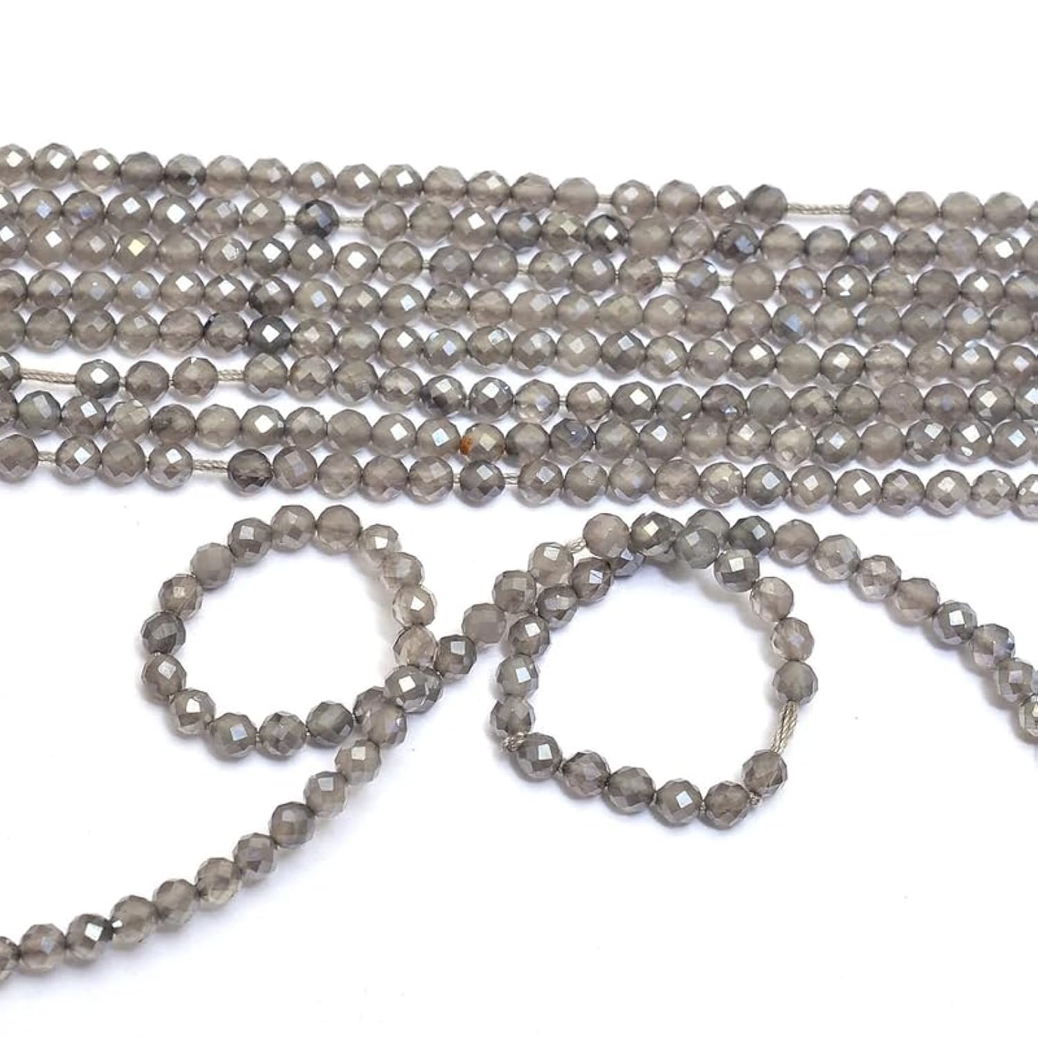 Pierre de lune grise en micro perles 2mm pour ateliers de bijoux DIY