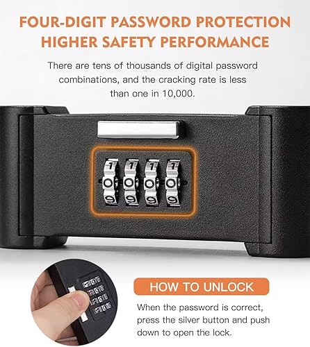 Miniatura 6 de Candado de grillete largo -U-Lock-Bike Combo U-Lock - Candado combinado de cuatro posiciones - con grillete ajustable - Adecuado para bicicletas,