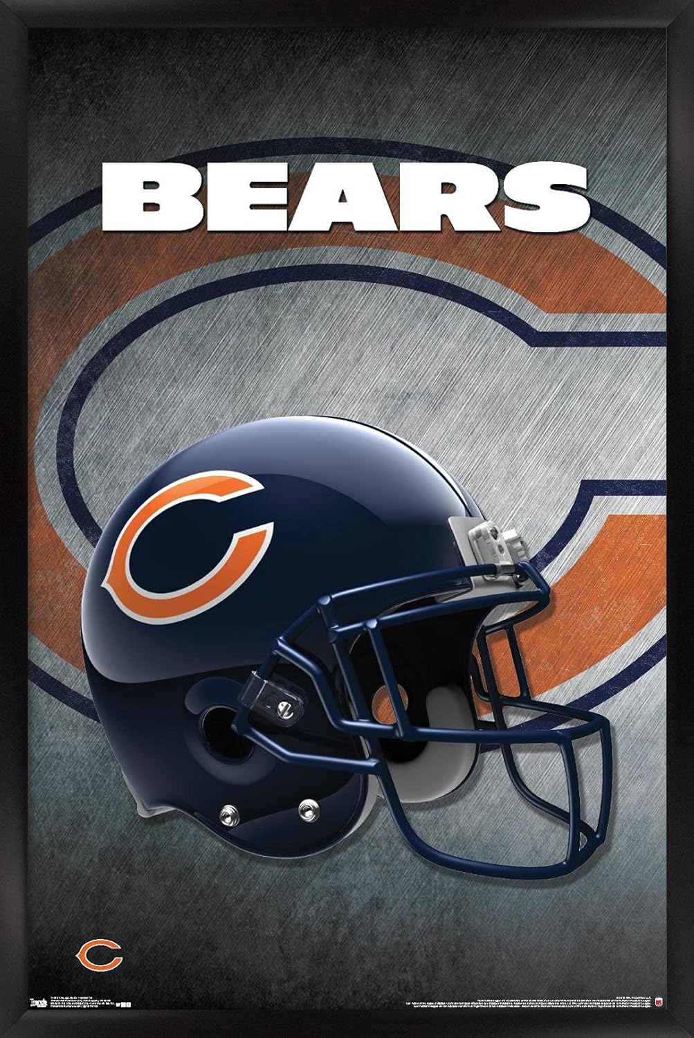 Trends International NFL Chicago Bears - Helmet 16 Wall Poster, 22.375" x 34", Black Framed Version