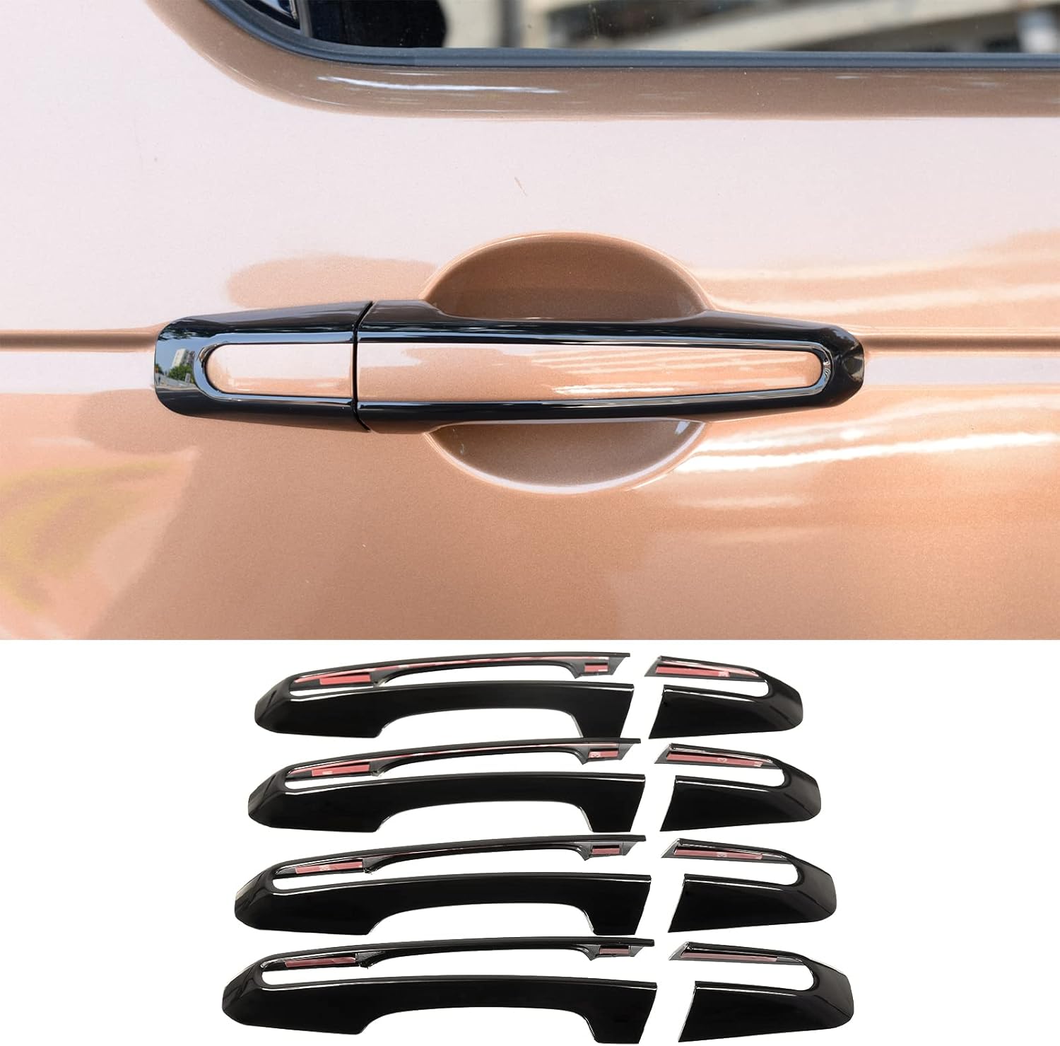 Daeiclru for Jaguar XE XF F-Pace E-Pace X761 ABS Car Exterior Door Handle Cover Trim, Door Handle Cover Protector for Range Rover Sport Vogue Evoque Discovery Sport Discovery 5 (Glossy Black)