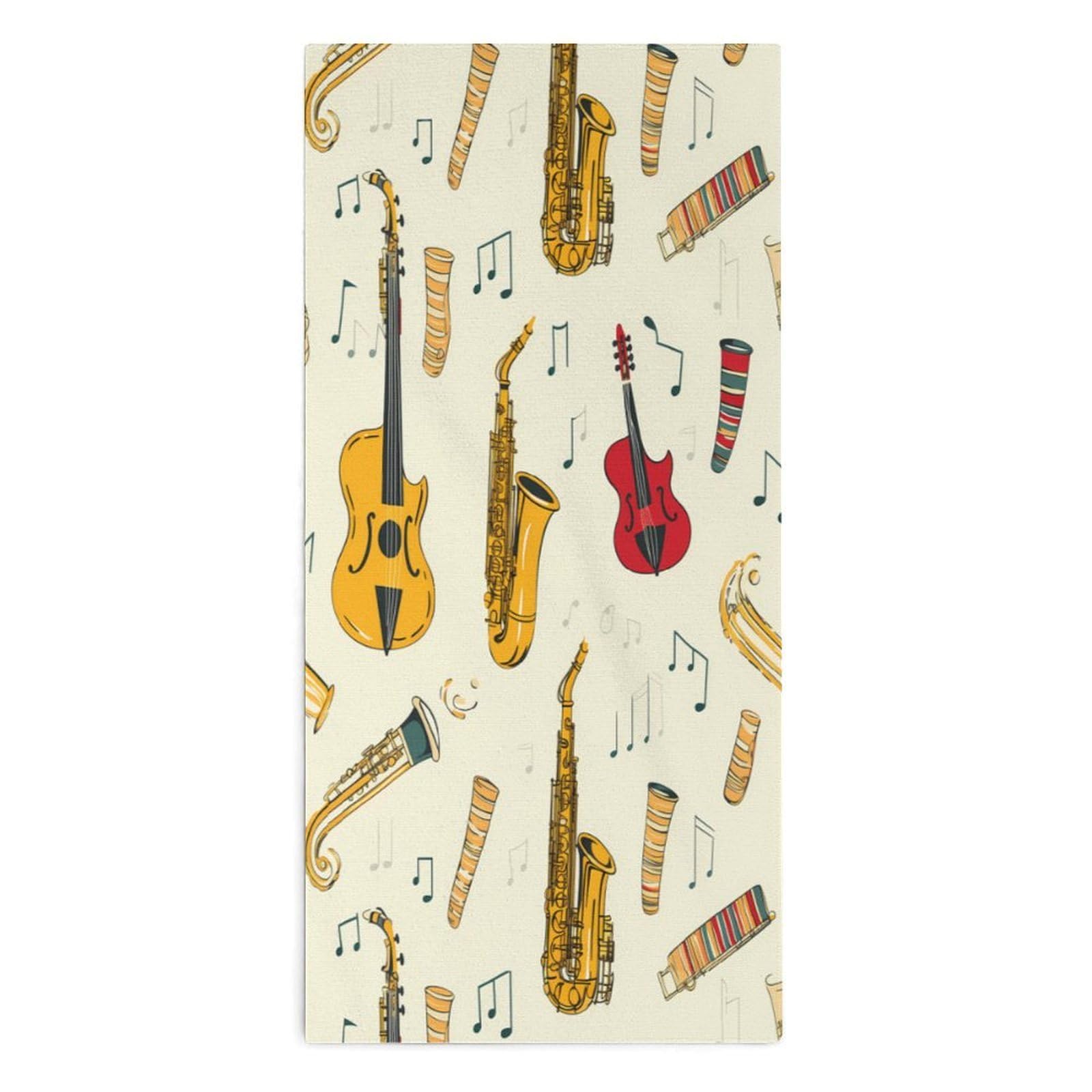 TXFBTRFSA Musical Instruments Saxophone French Hor Hand Towels for Adult Face Towel Bath Beach Swim Accessories