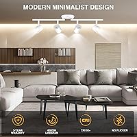 Vista 7 de VANoopee 5 Colores 4 Luces LED Luminarias de Riel de Techo para Cocina, Kit de Iluminación de Riel Regulable, Foco de Techo Montaje al Ras Luces