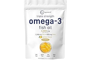 Triple Strength Omega 3 Fish Oil Supplements: Heart & Brain Support