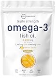 Micro Ingredients Triple Strength Omega 3 Fish Oil Supplements 4200mg Per Serving, 240 Softgels – Lemon Flavored – Burpless | EPA 1200mg + DHA 900mg | Deep Sea Fish