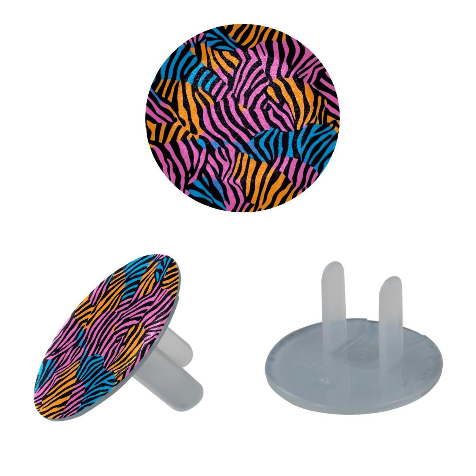24 Pieces Outlet Covers Baby Child Proofing, Zebra Pattern 2-Prong Electrical Safety Socket Protection Caps
