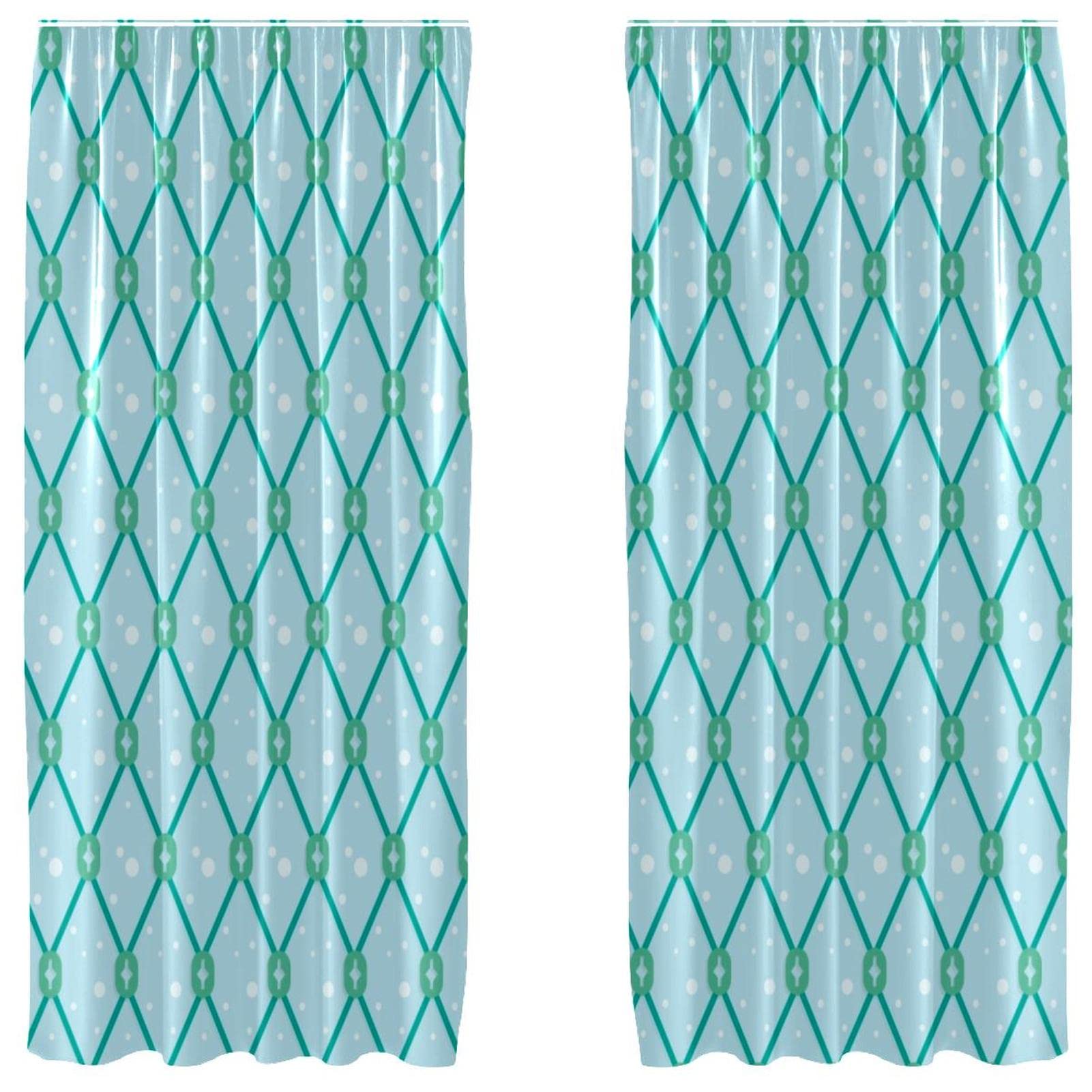 Rideaux bleu motif filet de poisson pour une ambiance bord de mer