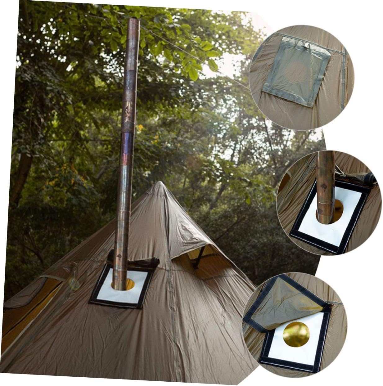 BESPORTBLE 3pcs Flame-Retardant Chimney Protective Ring for Hot Tent Camping Tent Stove Scald Protection Outdoor Supplies