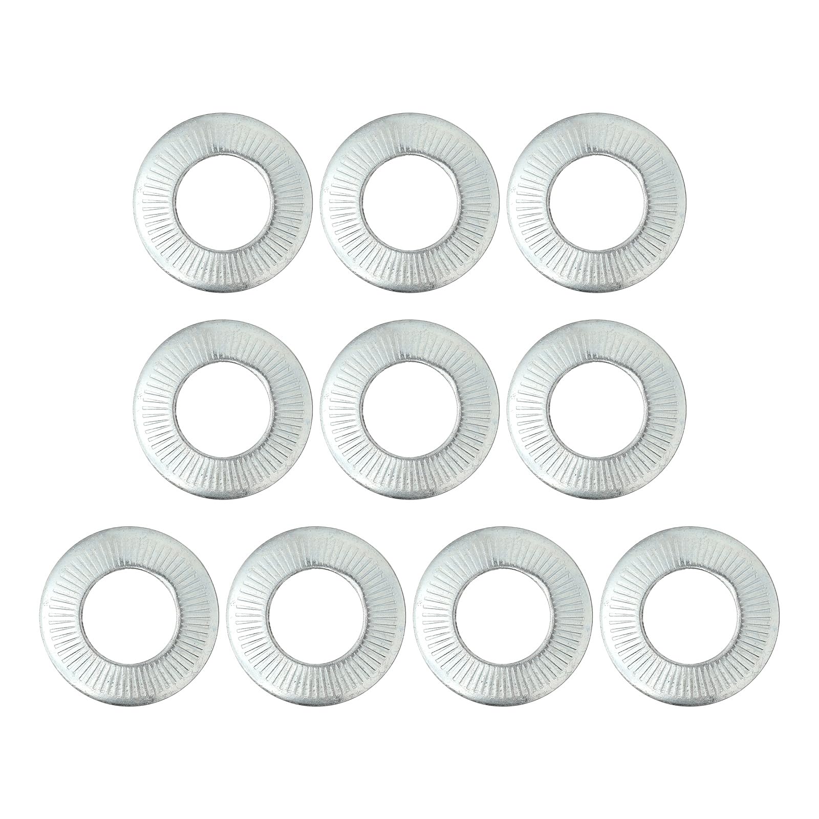 PATIKIL M20x40x2.5mm Flat Washers 10Pcs 65Mn Steel Belleville Spring Disc Washer Conical Knurled Metric Gasket for Automotive Industrial Construction (White Zinc Plating)