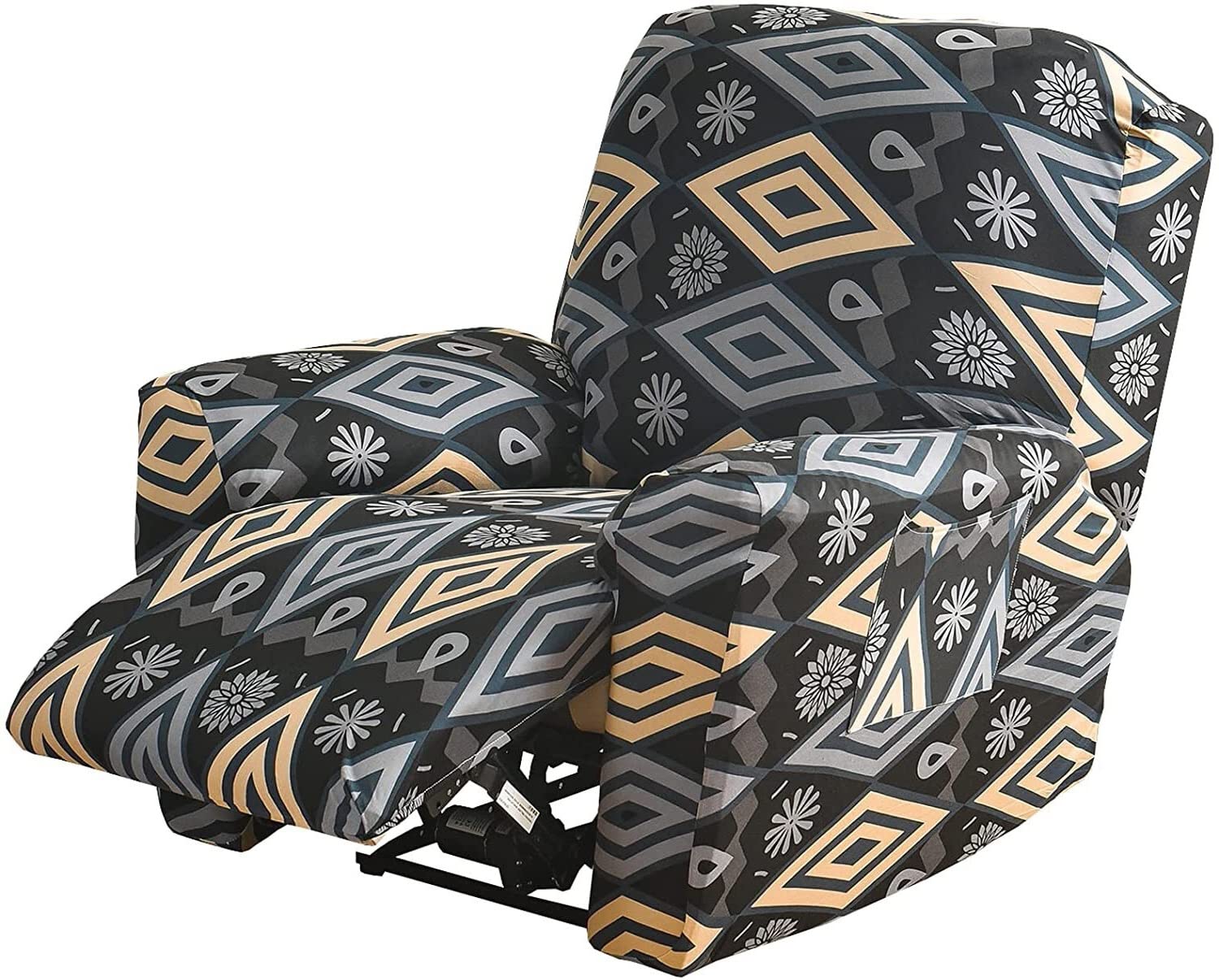 Yekuhe 4-Pieces Recliner Chair Covers Velvet Stretch Reclining Chair Covers for 1 Cushion Sofa Slipcovers Thick Soft Washable Furniture Covers with Elastic Bottom (Color : #29)