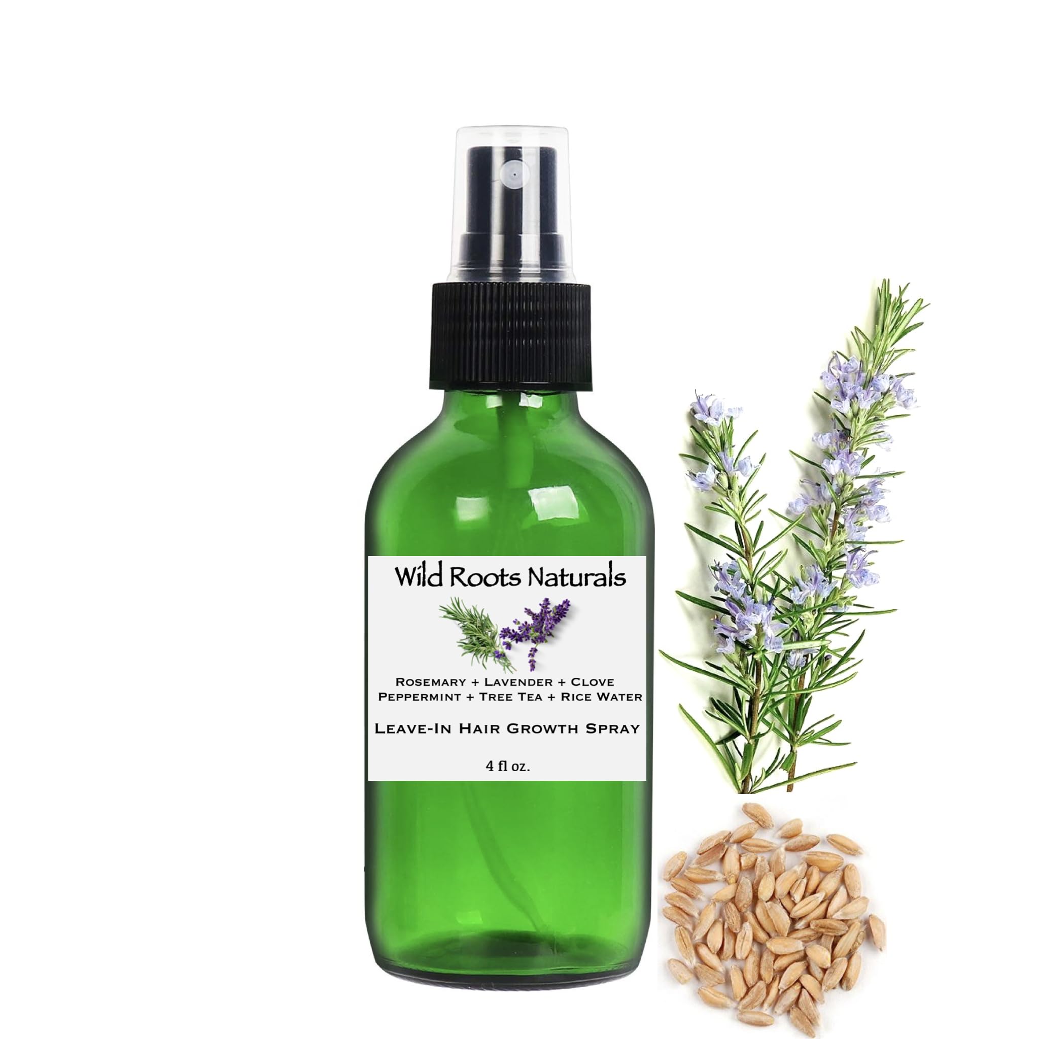 Rosemary Hair Spray For Hair Growth With Rice Water Peppermint Tea Tree Clove Moisturize Dry Itchy Scalp For Thicker Longer Hair Men Women 4fl oz.
