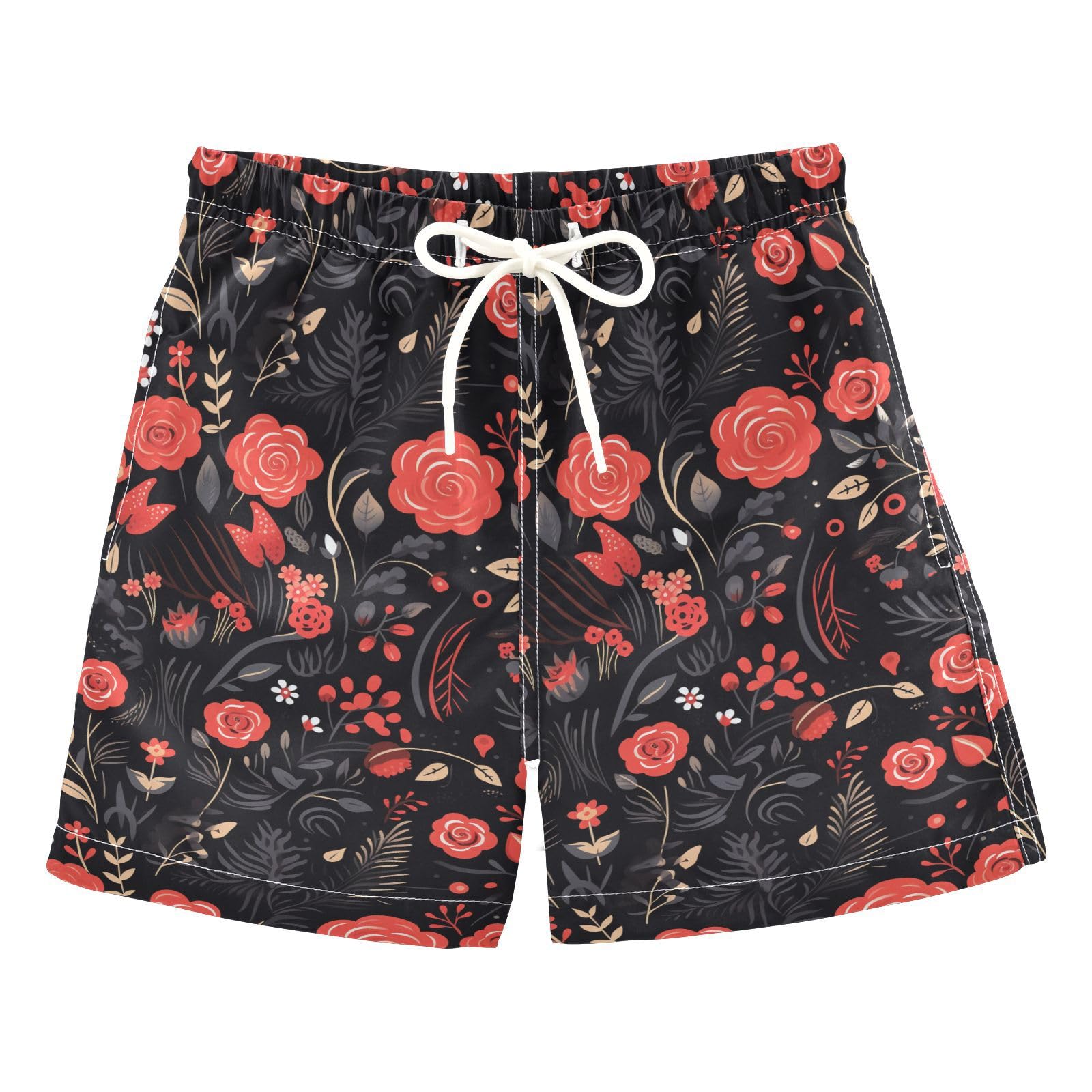 senya Black Background Rose Boys Swim Trunks Toddler Shorts Swimwear Boardshorts
