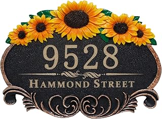 Personalized Sunflower Address Plaque, Custom Sunflower Resin House Number Plaque Sign for Wall, Waterproof Address Street Sign, House Door Numbers for Outside Family, Housewarming gifts, 10
