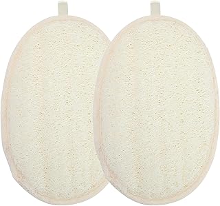 2Pcs Natural Loofah Sponge,Exfoliating Oval Bathing Sponge Pad,Loofah Bath Sponge,Loofah Sponge Exfoliating Body Scrubber for Adults, Men and Women