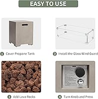 Vista 31 de COSIEST Juego de Mesa de Hoguera de Propano para Exteriores de 2 Piezas con Mesa para Tanque, Mesa de Fuego de 42" Certificada, 50,000 BTU con Base