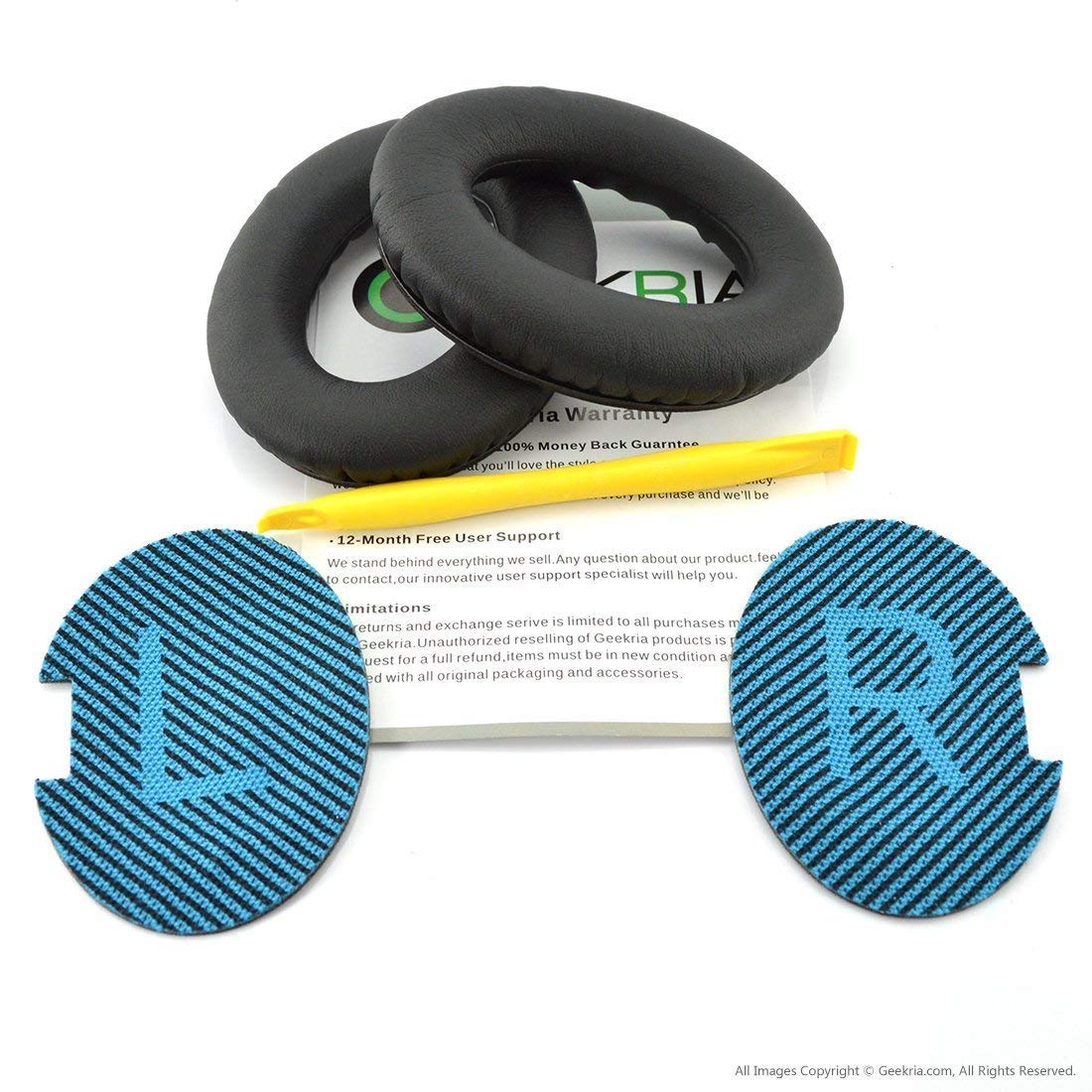 Geekria QuickFit Replacement Ear Pads for Bose QuietComfort 25, QC25, SoundLink Around Ear Headphones Ear Cushions, Headset Earpads, Ear Cups Cover Repair Parts (Black)