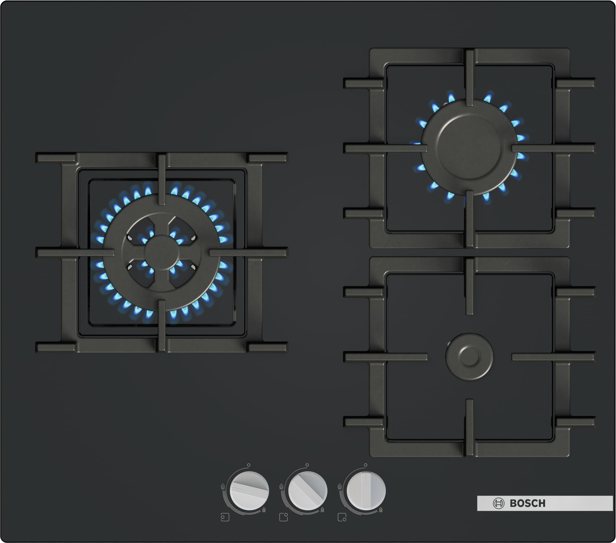 Bosch - Piano cottura a gas, serie 4, 60 cm, gas stop, vetro temperato, nero, PNC6B6K40