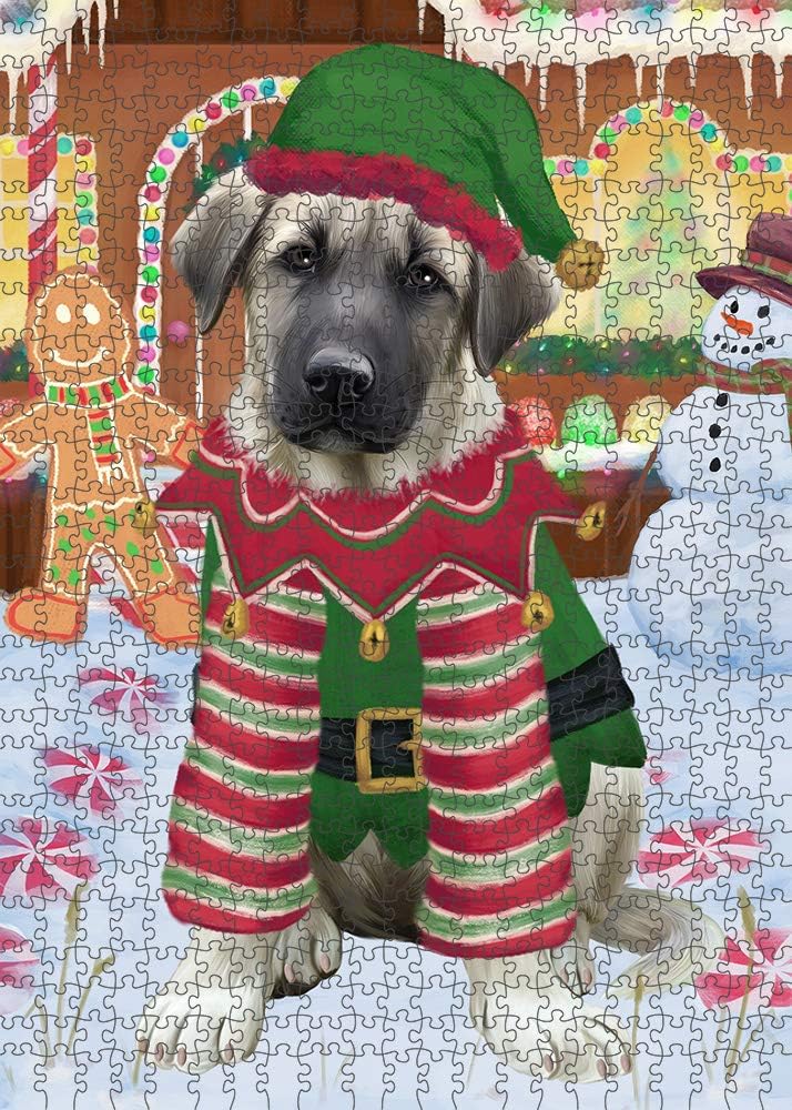 Christmas Gingerbread Elf Anatolian Shepherd Dog Jigsaw Puzzle for Adults - Animal Printed Interlocking Puzzle Game Artwork - Gift for Dog Lover's - 1000 Pcs 29.5"x19.7"
