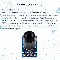 Vista 4 de MLX90614ESF-DCI Non-Contact Infrared Temperature Sensor Module High Precision Infrared Temperature Sensor Module Long Distance 50cm Serial Port IIC