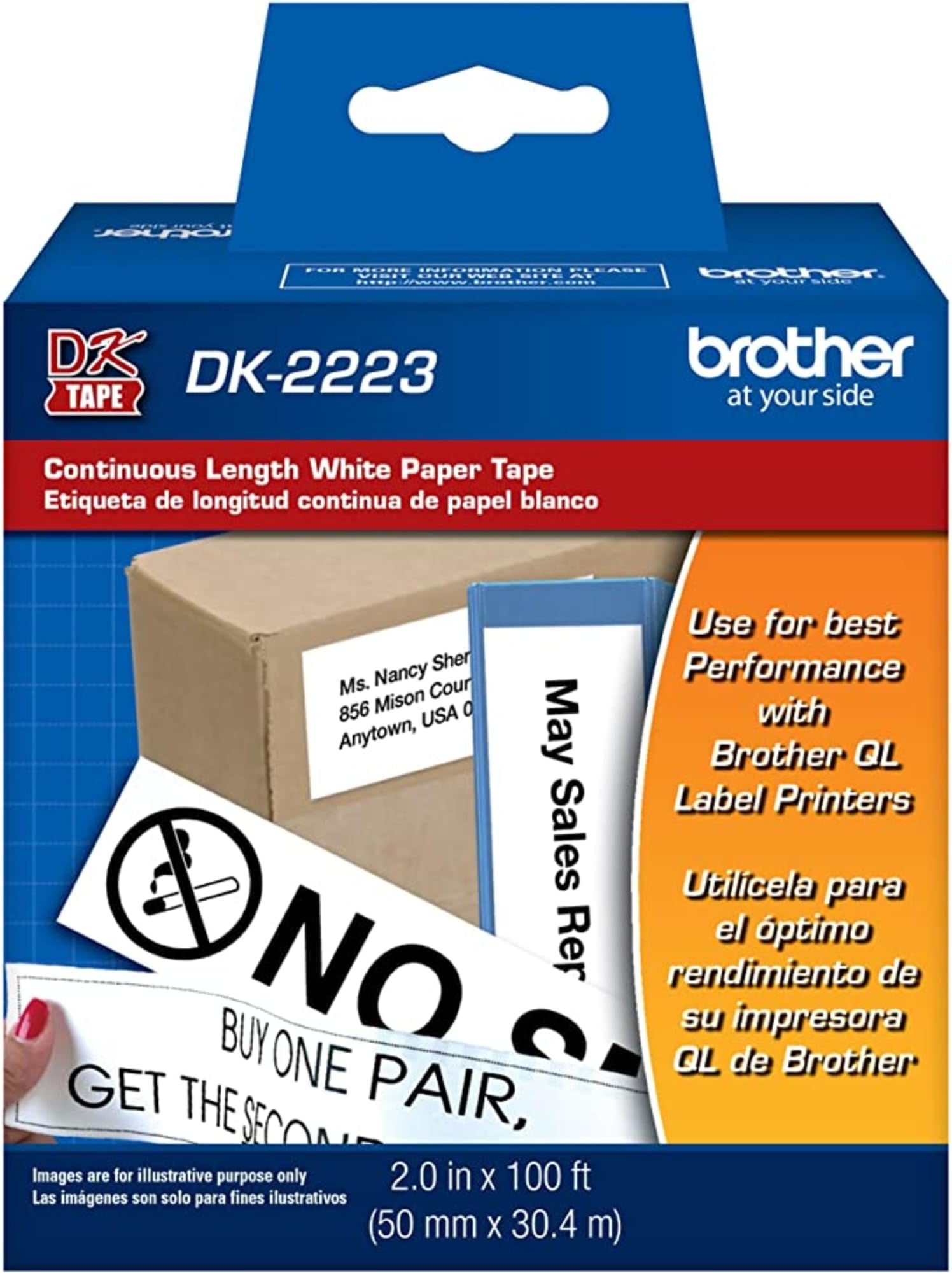 Brother Printer Continuous Length White Paper Tape (DK2223) 50mm x 30.4 Month