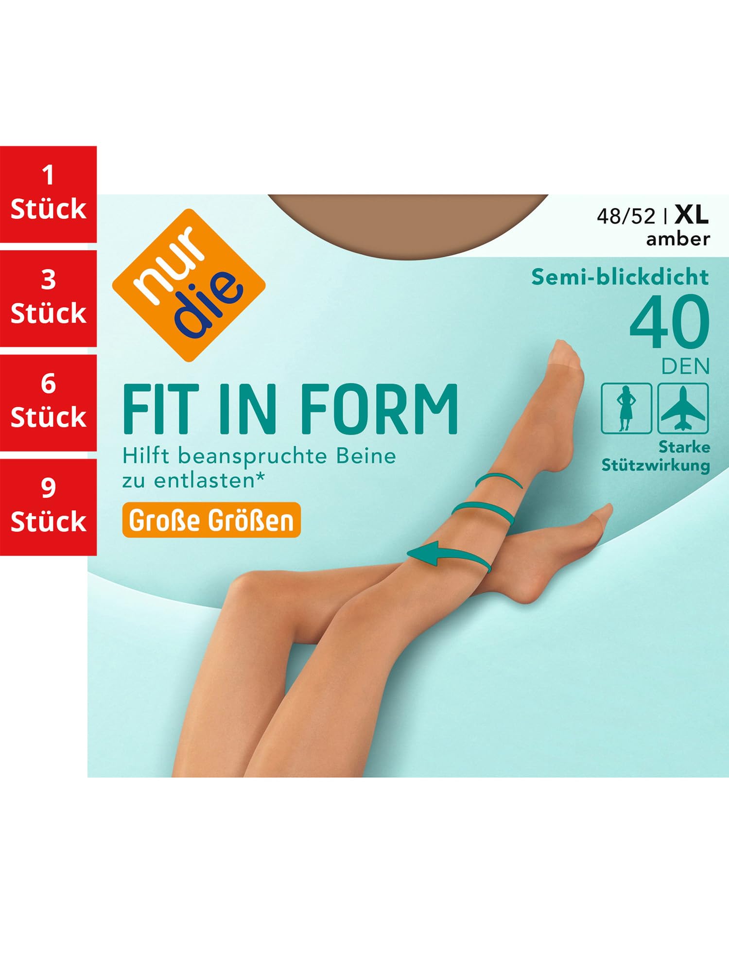 Nur Die Damen Strumpfhose 3er 6er 9er Pack Feinstrumpfhose Nylon Seide Warm und Transparent Blickdicht ohne Laufmaschen Große Größen leicht flauschig