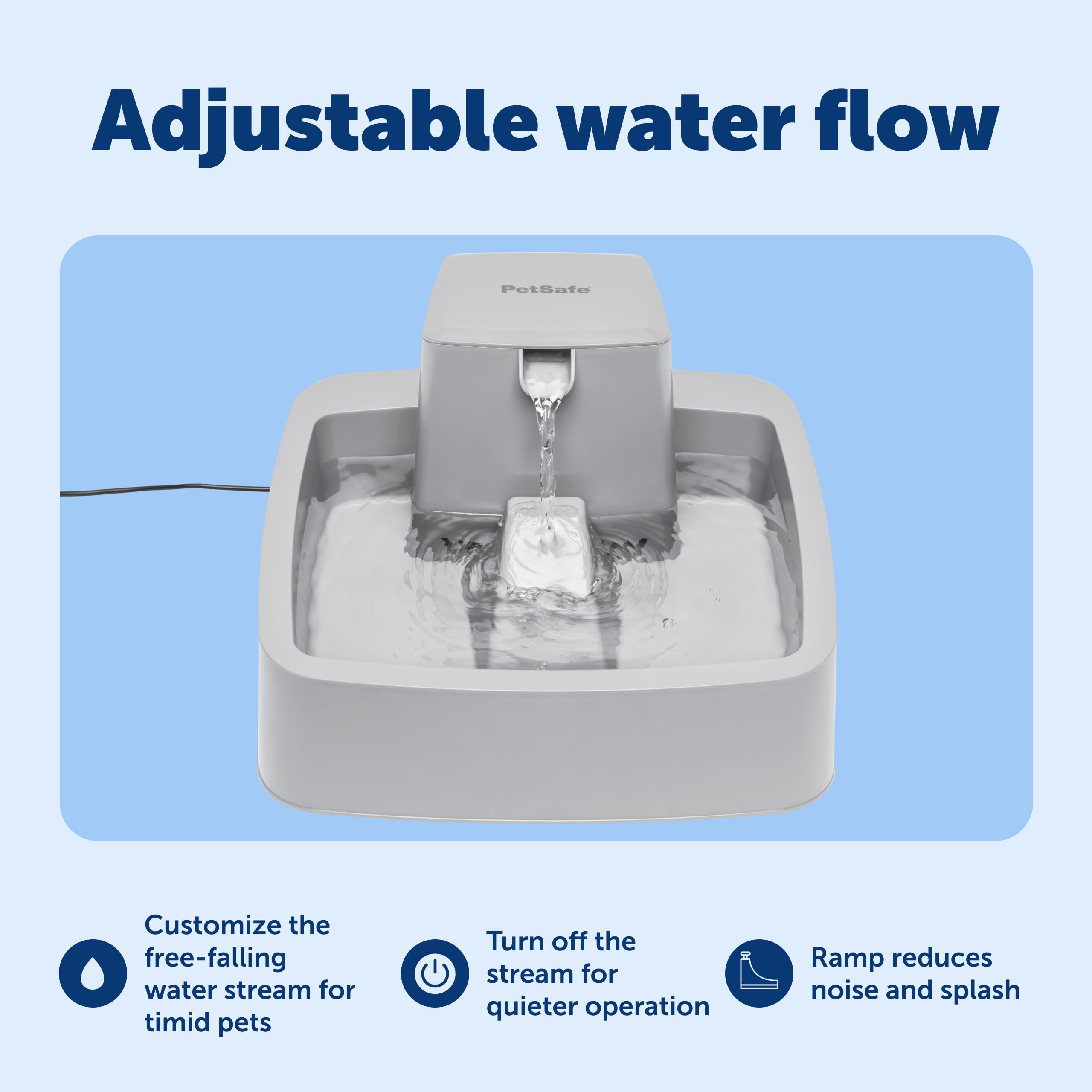 PetSafe Oasys 1/2 Gallon Pet Fountain - Cat & Dog Hydration Station with Free-Falling Water Stream & Customizable Flow - Encourages Hydration & Protects Sensitive Whiskers - 1/2 Gallon: 1 Gallon Fountain 1 Gallon