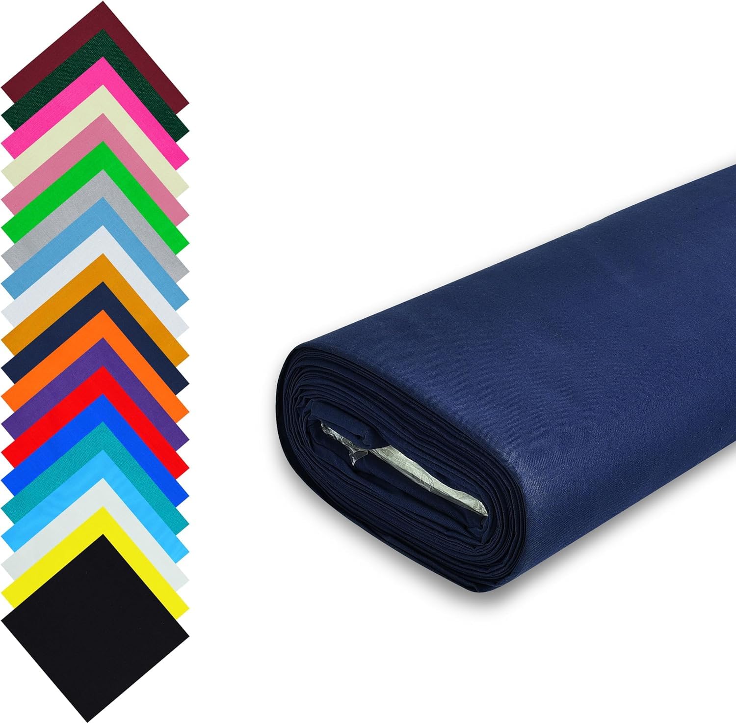 Fashion Track Navy Fabric Cotton by The Metre UK - 58 Inches / 147.5 cm Wide - 100% Cotton Fabric Plain - 60 Square - Available in 20 Colours and 5 Sizes (5 Metre, Navy)