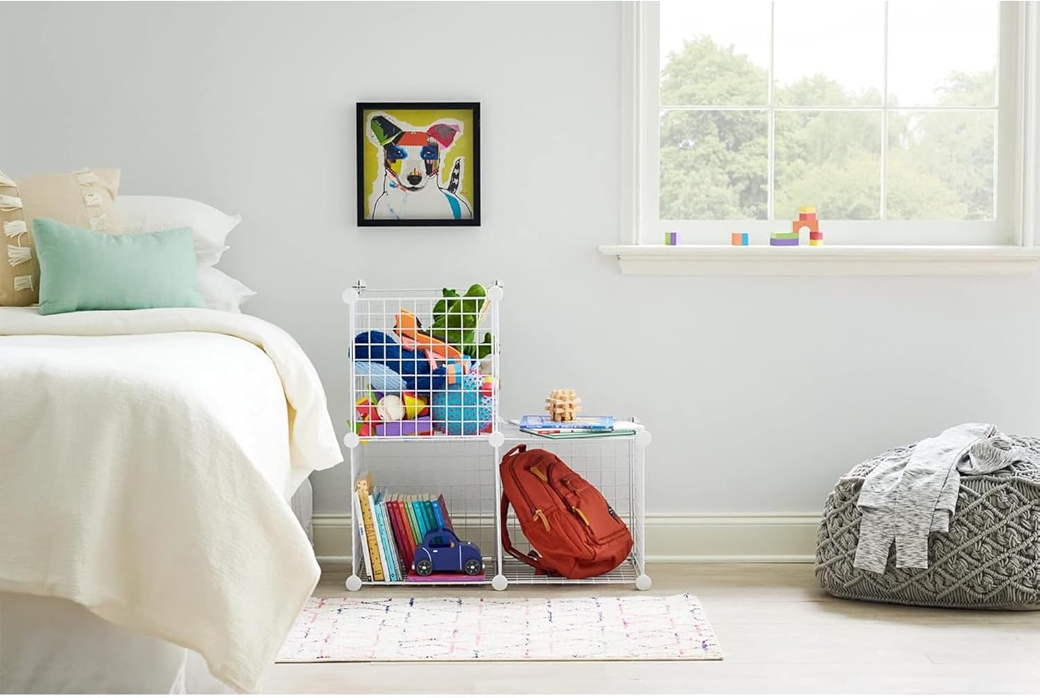 Rubbermaid 3 Piece Storage Wire Stackable Cube Set Easy Assemble White for Closet/Bookshelf/Toys Multi-Use Home Organizer