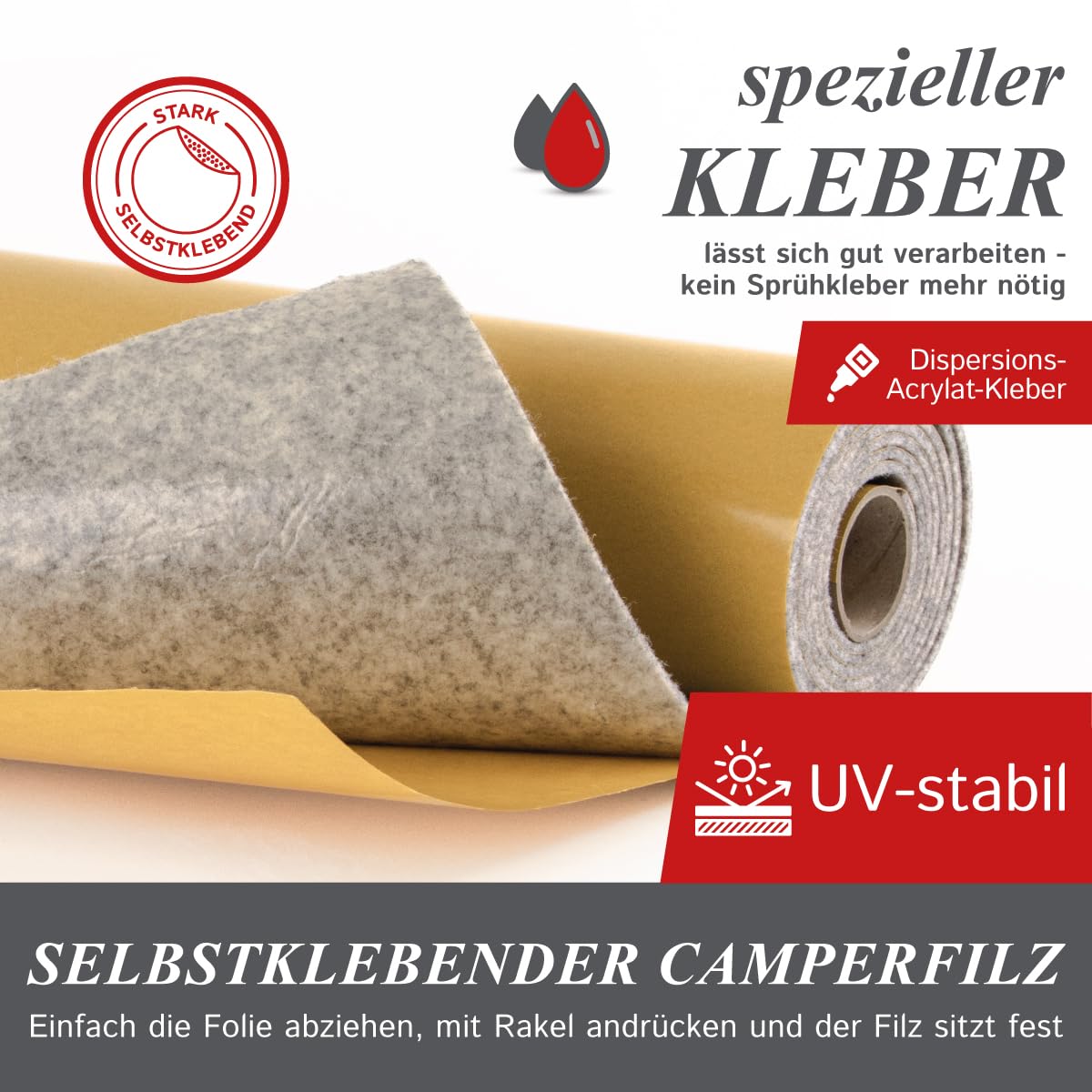 The Felt Store Filc samoprzylepny, towar sprzedawany na metry, do rozbudowy kampera lub rozbudowy wnętrza samochodu, filc igłowany, towar sprzedawany na metry, filc samoprzylepny o grubości 3 mm, (200