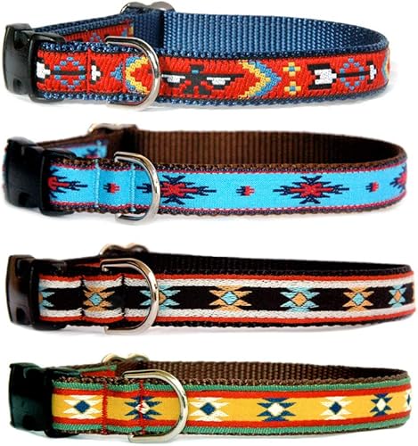 Collar de perro con influencia nativa americana, talla S. Hecho a mano en Estados Unidos, azul turquesa, collar para perro y niña por Marityn Dog
