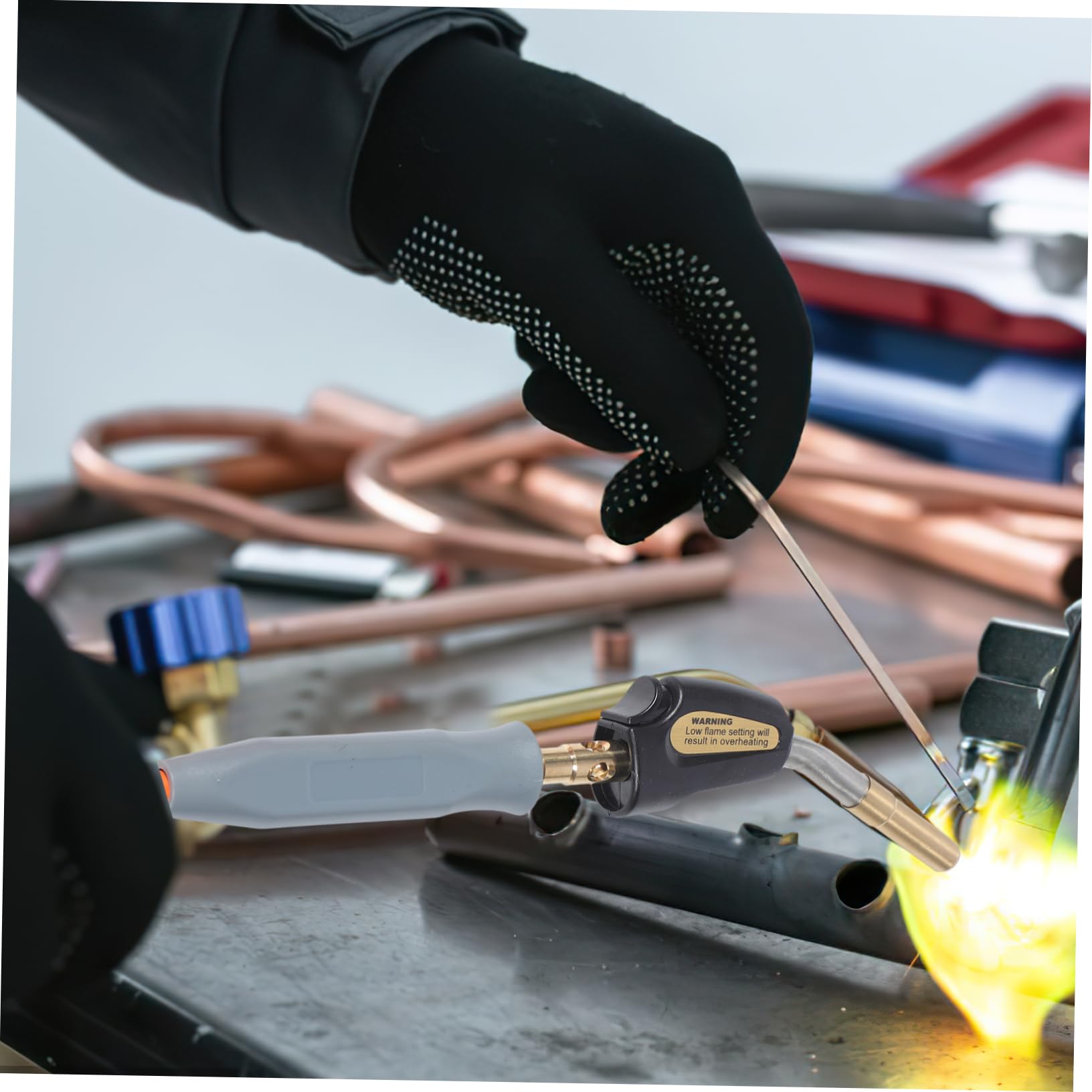 SOLUSTRE Soplete de Gas para Soldadura con Encendido Electrónico Presurizada para de Refrigeración y Calefacción Compatible con Tanques de Incluye Manguera sin Cilindro de Gas